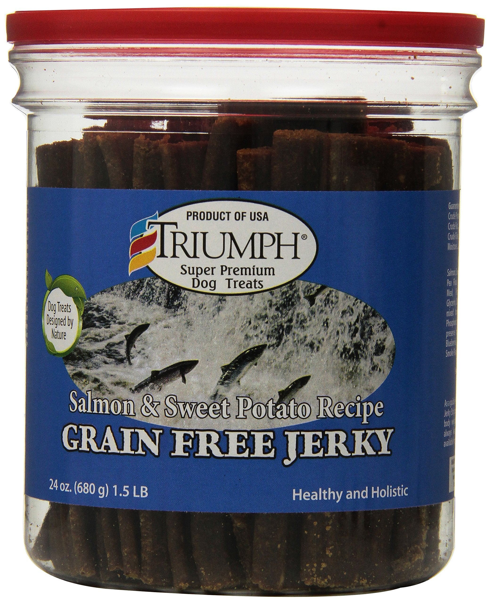 Truimph Super Premium Dog Treats 00851 Dog Salmon & Sweet Potato Jerky, 24-Ounce 1.5 Pounds