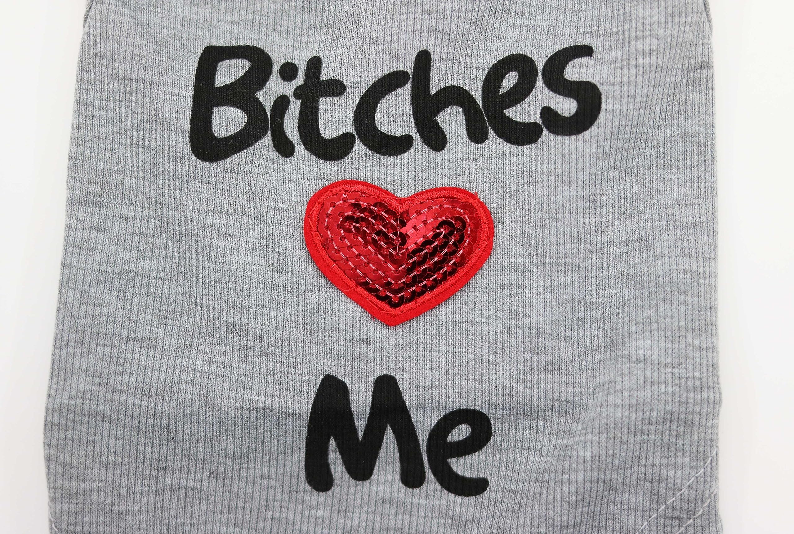 Droolingdog Pet Clothes Bitches Love Me Dog Shirt For Cats And Small Puppy Dogs, Xxs, Grey