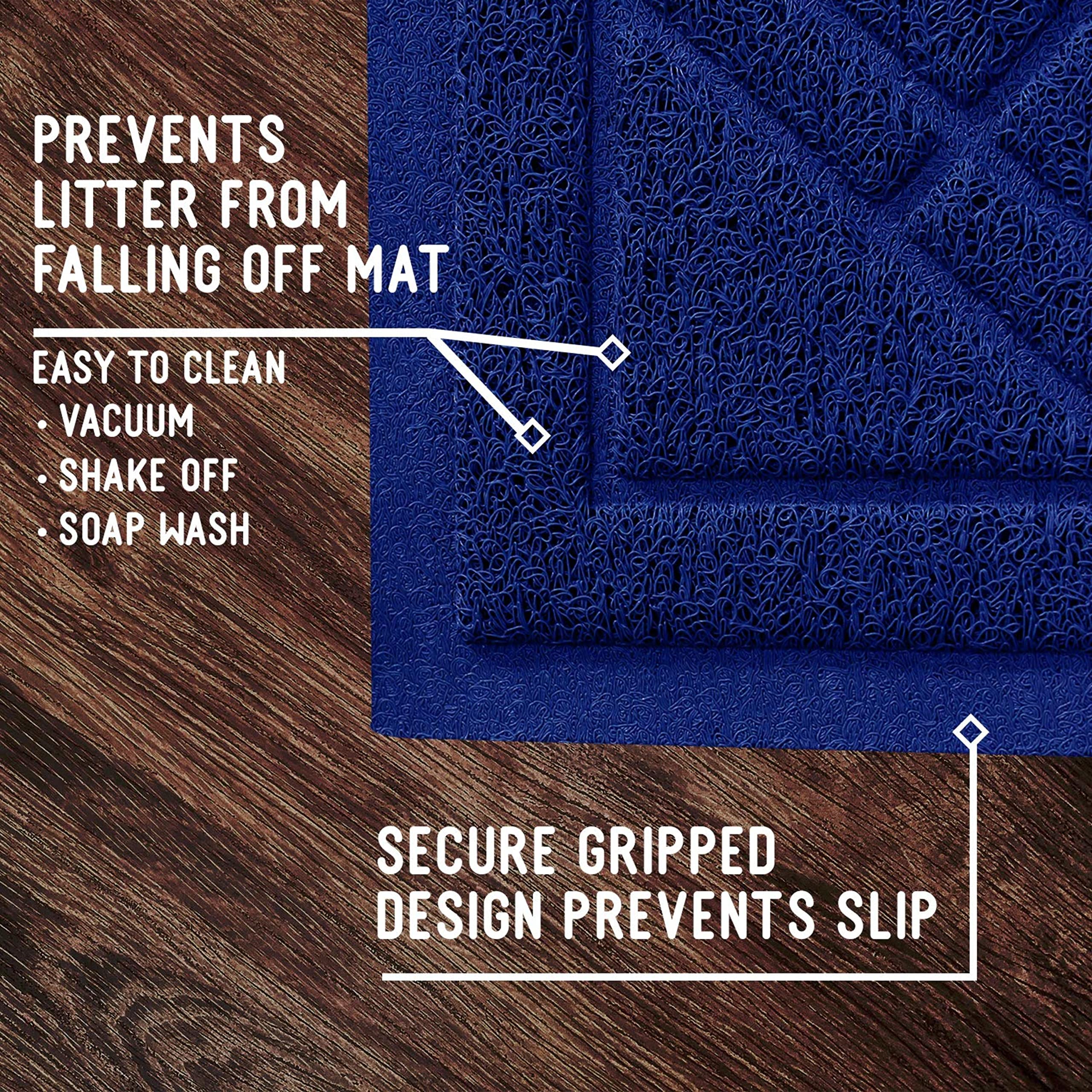 Downtown Pet Supply - Kitty Litter Mat - Padded, Non-Slip Mat For Cat Litter Box - Waterproof Mat For All Litter Types - Blue -