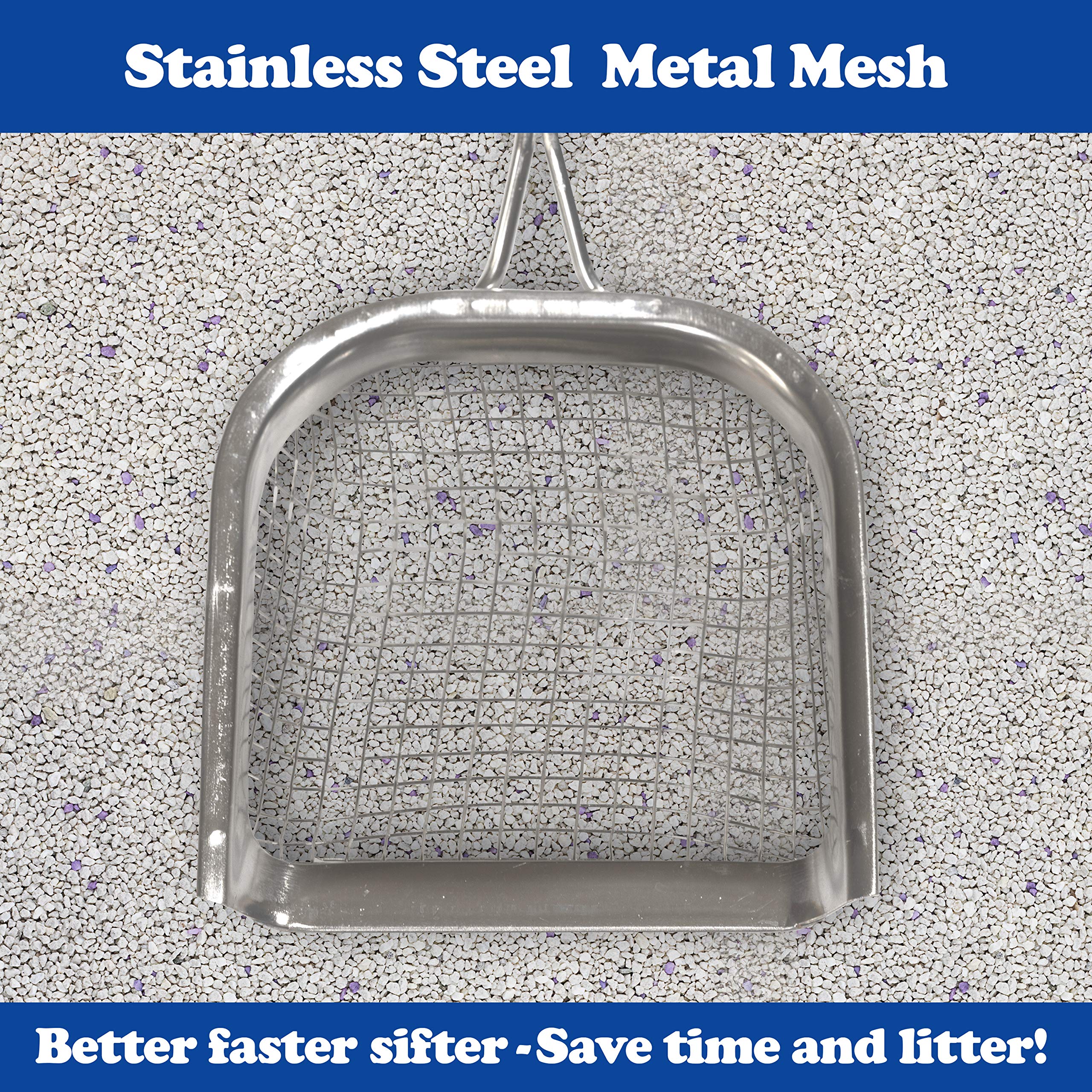 Sand Dipper Square Cat Scoop - Stainless Steel Long Handle Cat Litter Scoop, 27' Reach (Junior)