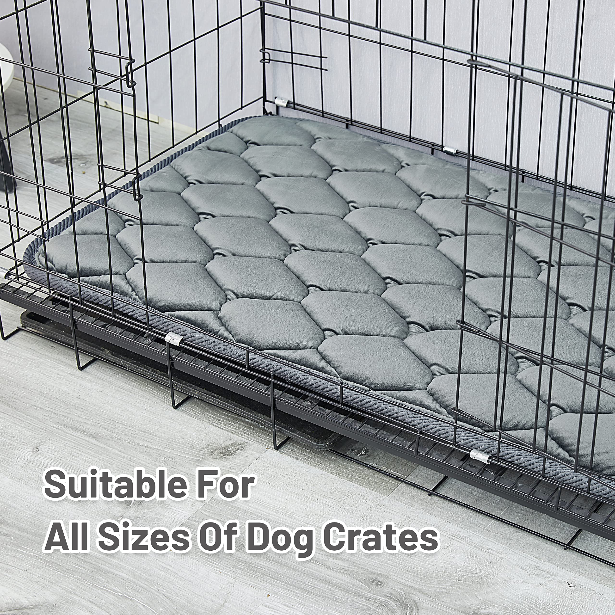 Luckyvo Dog Crate Mats,Soft Kennel Pads Washable With Anti-Slip Bottom,Dog Kennel Pads For Sleeping,Pets Mattress Cat Dog Beds F