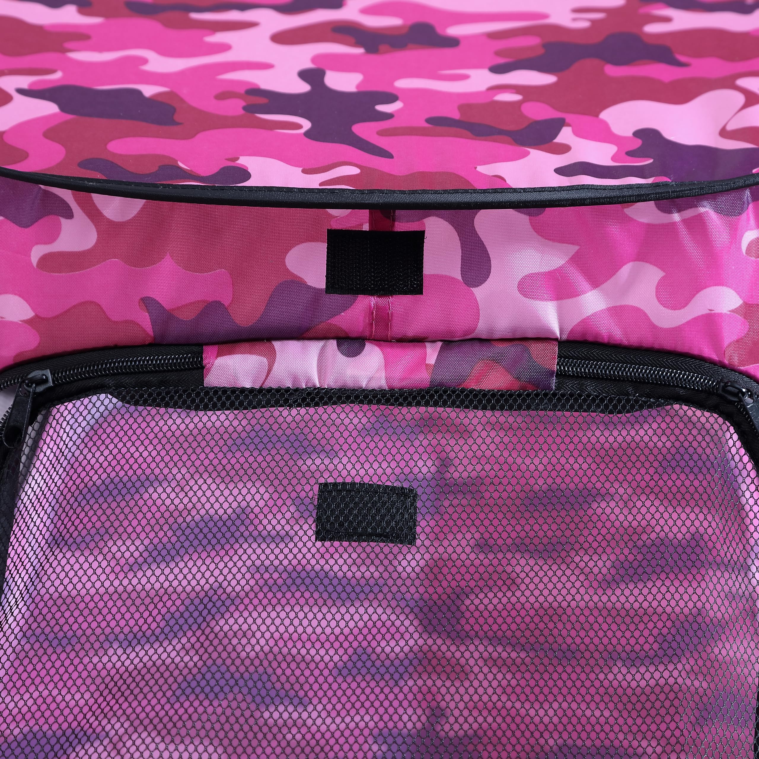 Beatrice Home Fashions Portable, Collapsible, Pop Up Kennel Travel Cat And Dog Crate, 40' L X 27' W X 27' H, Camo Pink