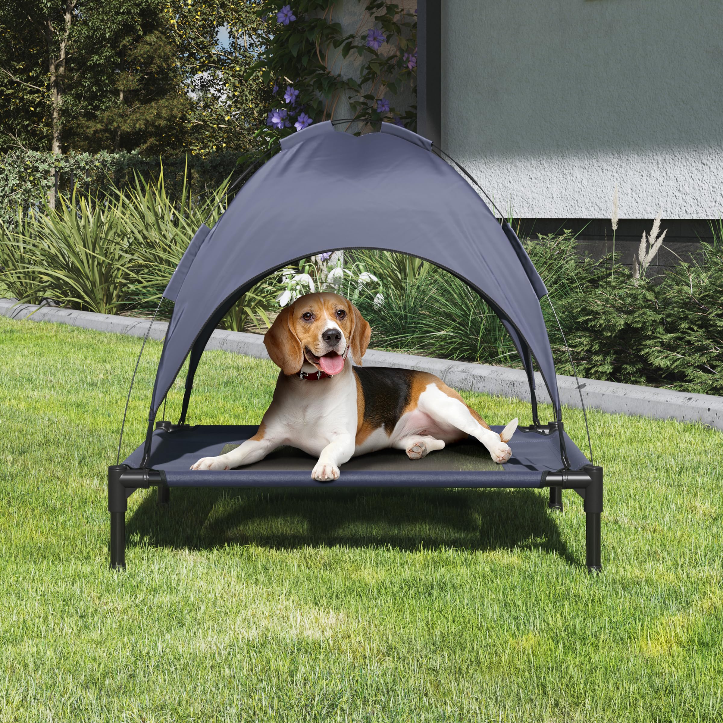 Elevated Dog Bed with Canopy - 30x24-Inch Portable Pet Bed with Non-Slip Feet - Indoor/Outdoor Dog Cot with Carrying Case by PET