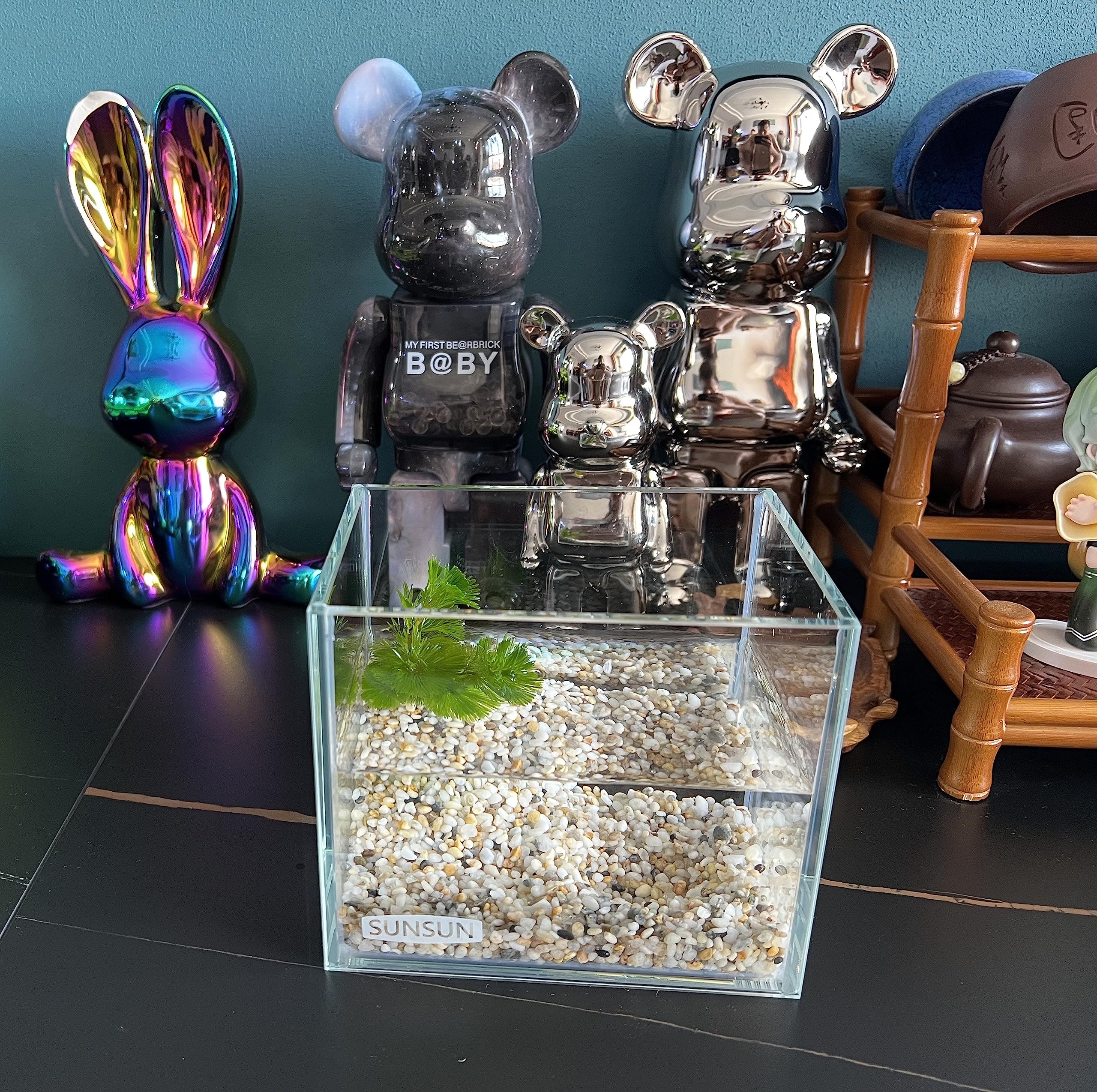 Awxzom Small Nano Tall Rimless Tank, Glass Fish Tank, Betta Tank (0.7 Gallon, 5.9X4.3X5.1In/15X11X13Cm)