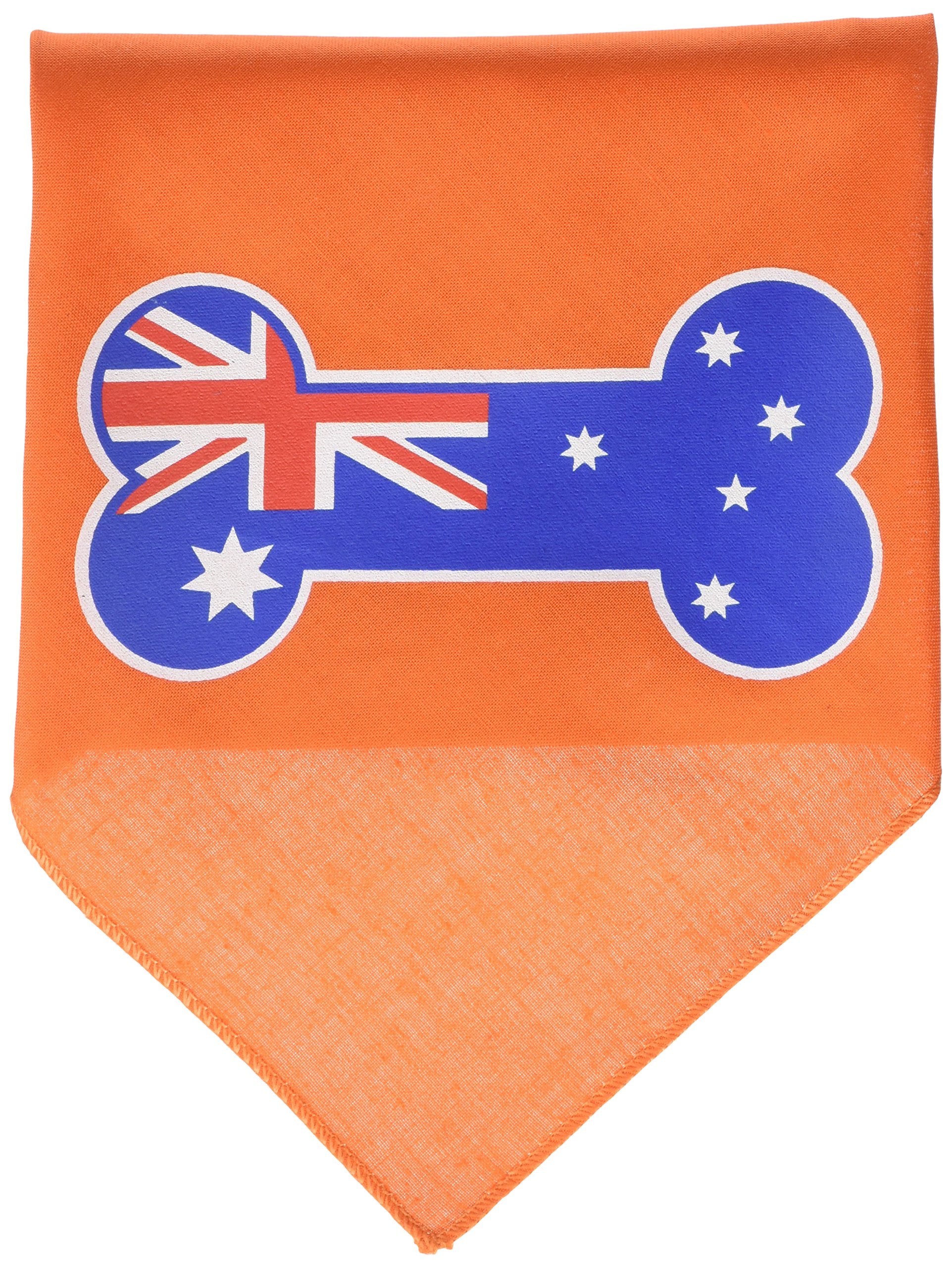 Pet and Dog Bandana Screen Printed, &quot;Bone Shaped Australian Flag&quot; Orange Small