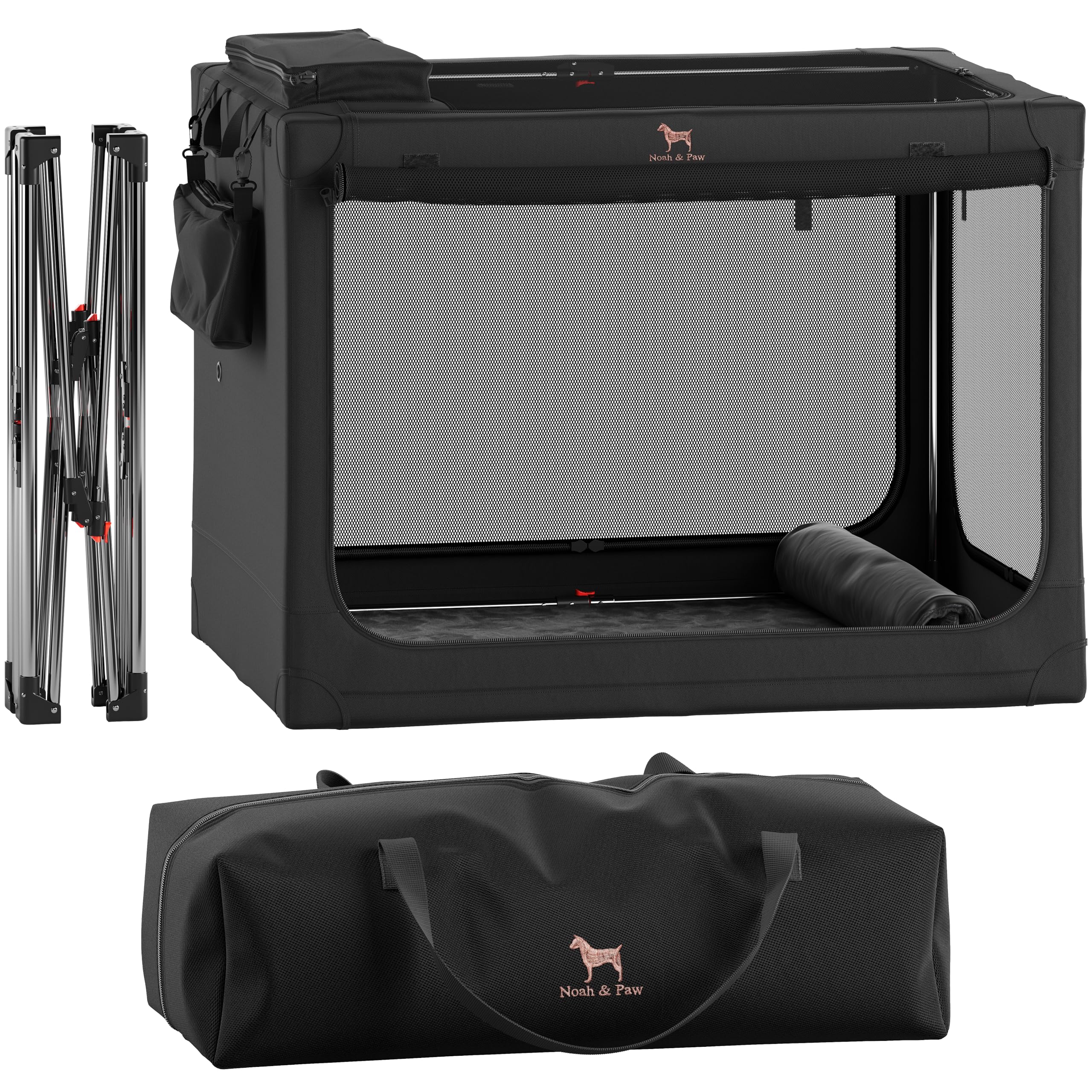 Noah & Paw Collapsible Dog Crate 30 Inches, Large Dog Crate For Large Medium Breeds, Travel Kennel For Car, Including Pet Mat Fo