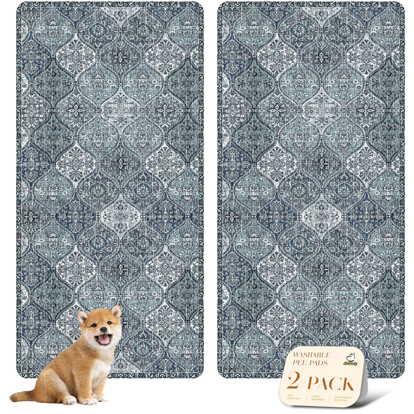 Nunubaby Washable Pee Pads For Dogs, Stylish, Non-Slip And Leak-Proof Pee Pads. Reusable Potty Pads For Dogs For Crates And Floo