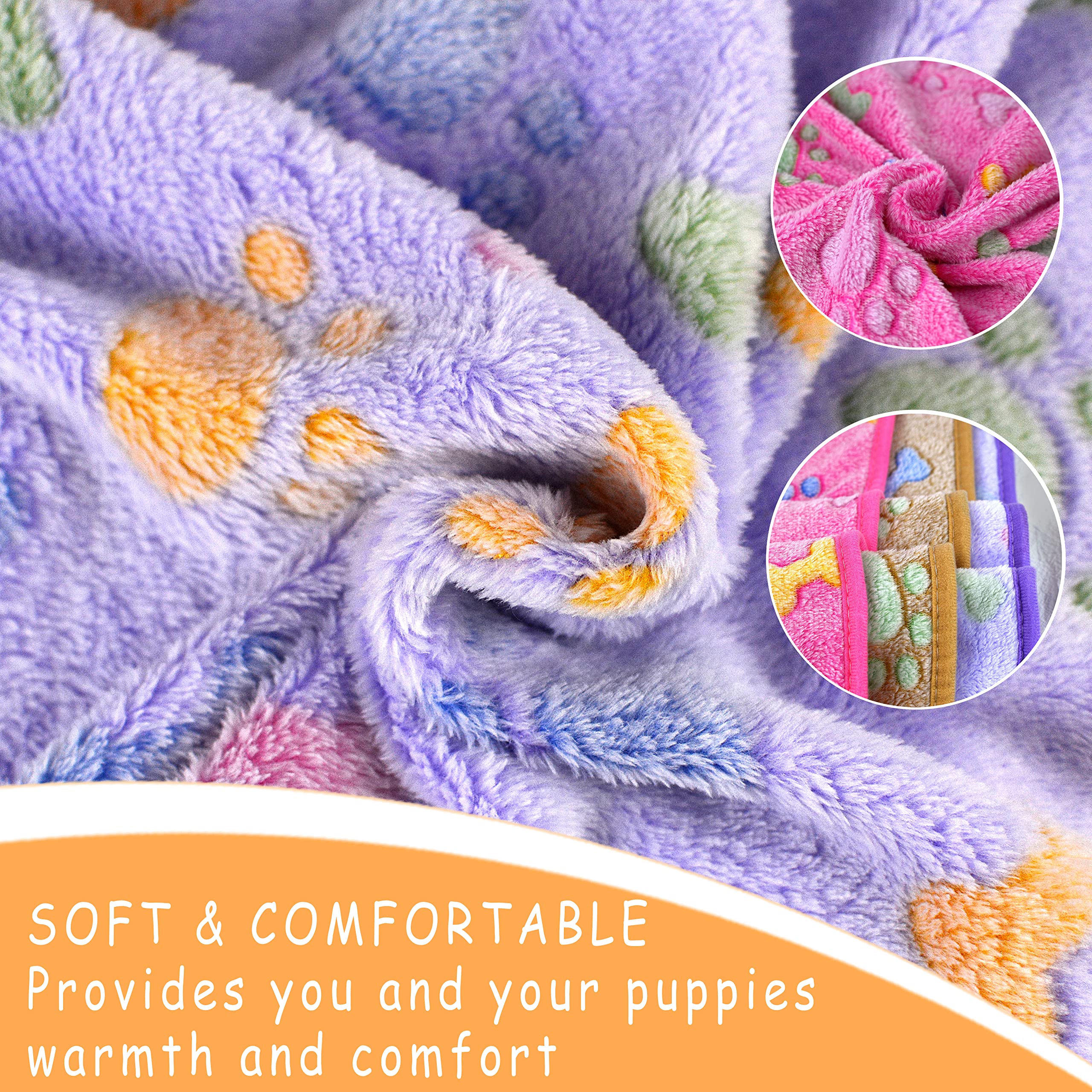 Dog Blankets for Large Dogs, 3 Pack Dog Blanket Washable 41  x 31 , Fuzzy Soft Pet Mat Throw Cover for Kennel Crate Bed, Cute Bo