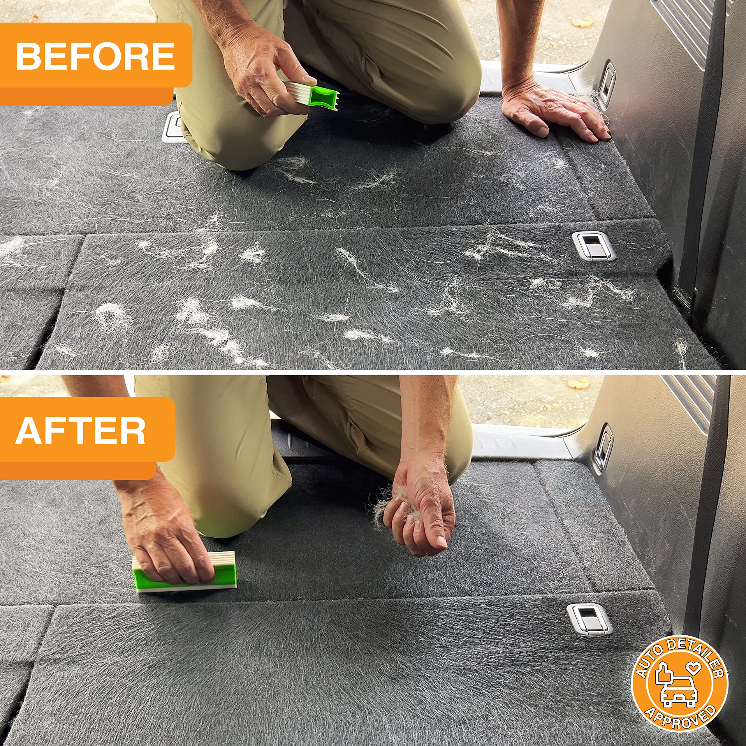 Furdozer X3 Pro Pet Hair Remover & Auto Detailing Tool - Cat & Dog Hair Remover For Carpets, Car Interiors, Couches, Bedding, & Furniture - Reusable Pet Hair Removal Tool For Fur & Lint, 5' (2-Pack)