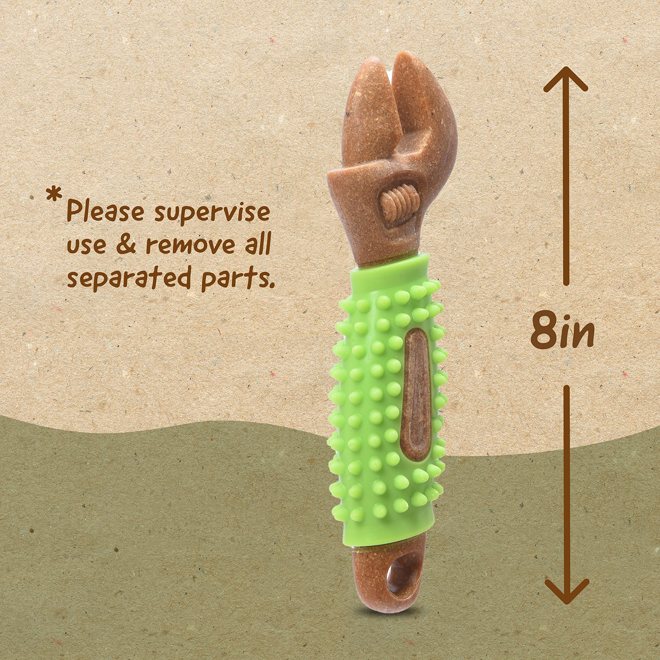 Arm & Hammer for Pets Chew Tools Collection: Wood Blend Wrench Chew Toy for Dogs | Compressed Wood Dog Chew Toys with Baking Sod