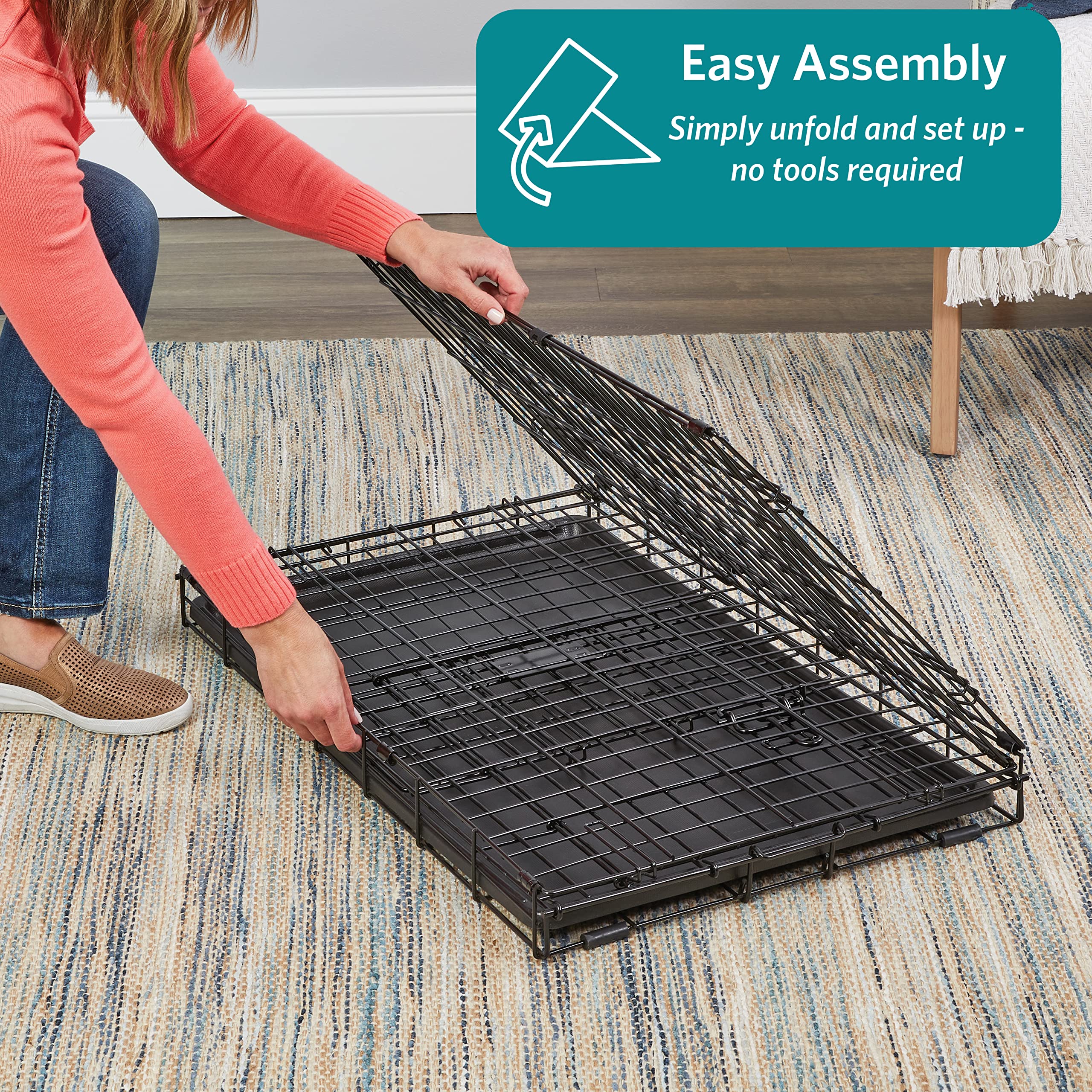 Midwest Homes For Pets Newly Enhanced Double Door Icrate Dog Crate, Includes Leak-Proof Pan, Floor Protecting Feet, Divider Panel & New Patented Features