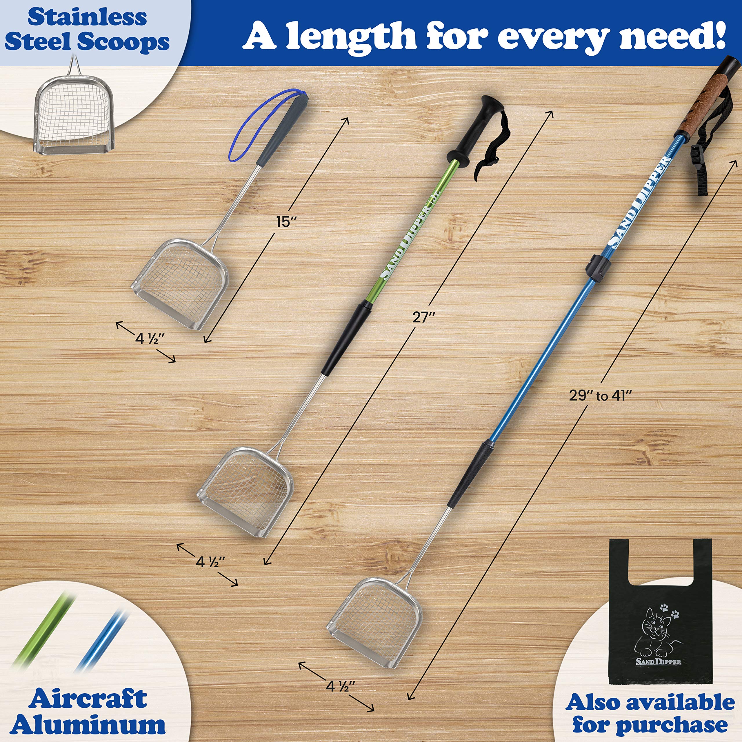 Sand Dipper Square Cat Scoop - Stainless Steel Long Cat Litter Scoop (Scoop)