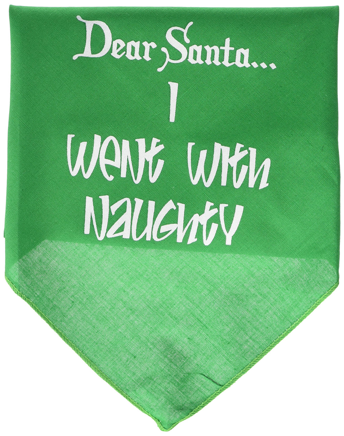 Christmas Pet and Dog Bandana Screen Printed, &quot;Dear Santa... I Went With Naughty&quot; Light Pink Small