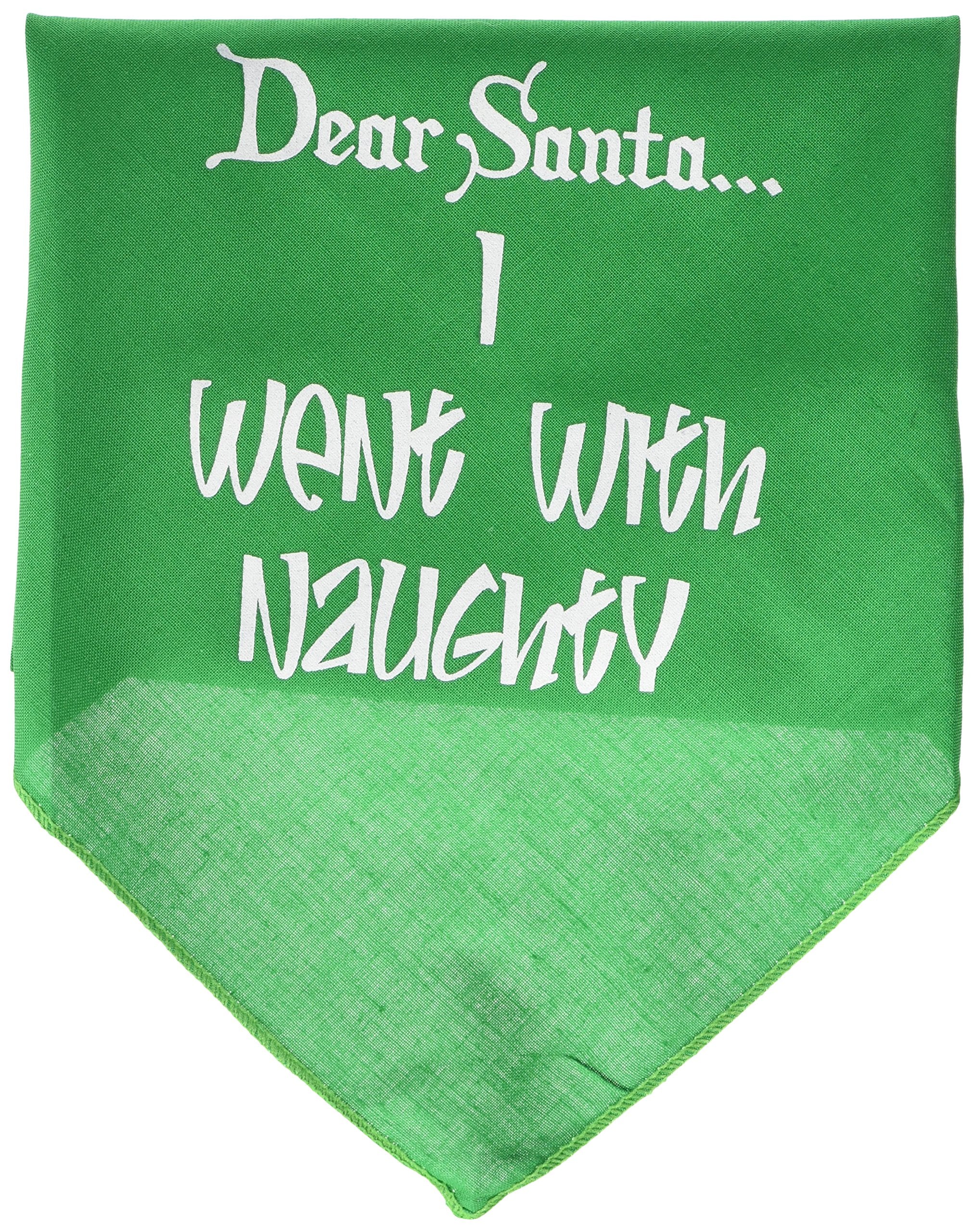 Christmas Pet and Dog Bandana Screen Printed, &quot;Dear Santa... I Went With Naughty&quot; Bright Pink Small
