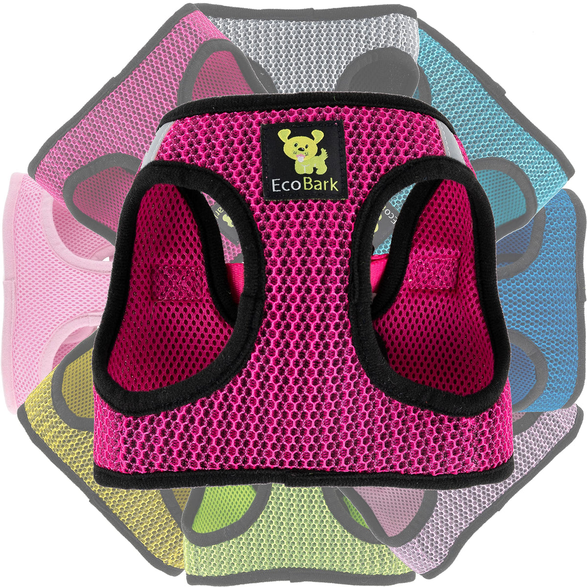 Ecobark Step In Dog Harness - Eco-Friendly Teacup Dog Harnesses For Xxs, Xs, And Small Dogs - Reflective And Adjustable Mini Body Halter Vest -Tiny Soft Mesh Toy Breed Harness (Fuchsia Pink, Xxxs)