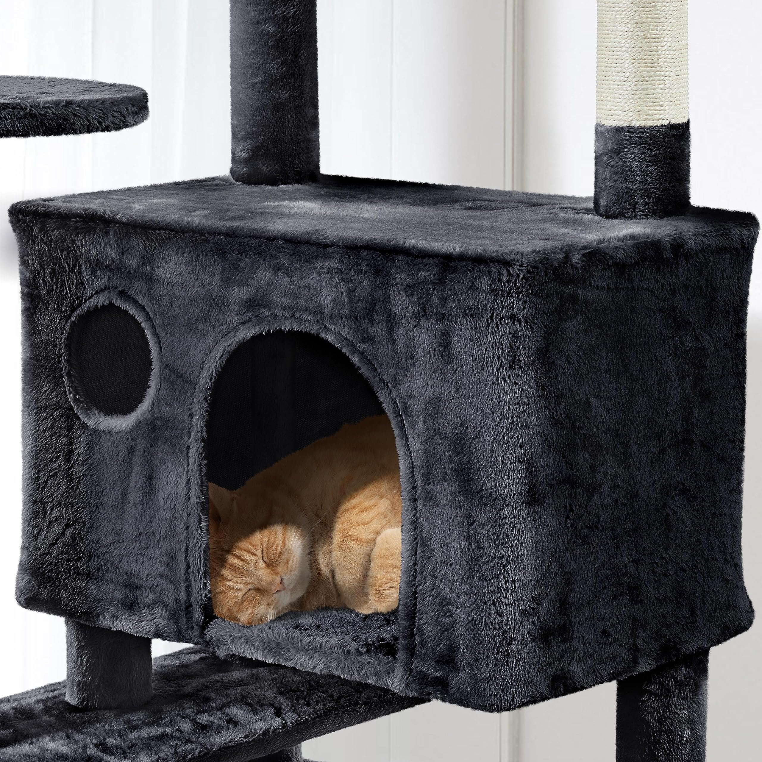 Yaheetech Larget Cat Tree, 80In Multi-Level Cat Tower With Cat Scratching Posts, Double Cat Condo, Perched Platforms And Danglin