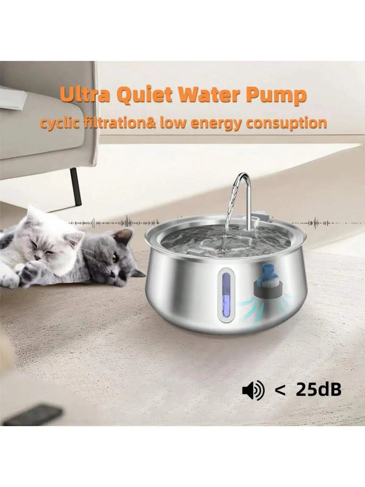 4L Smart Cat Water Fountain Stainless Steel Automatic Pet Water Dispenser Dog Water Fountain with Filter Cat Products