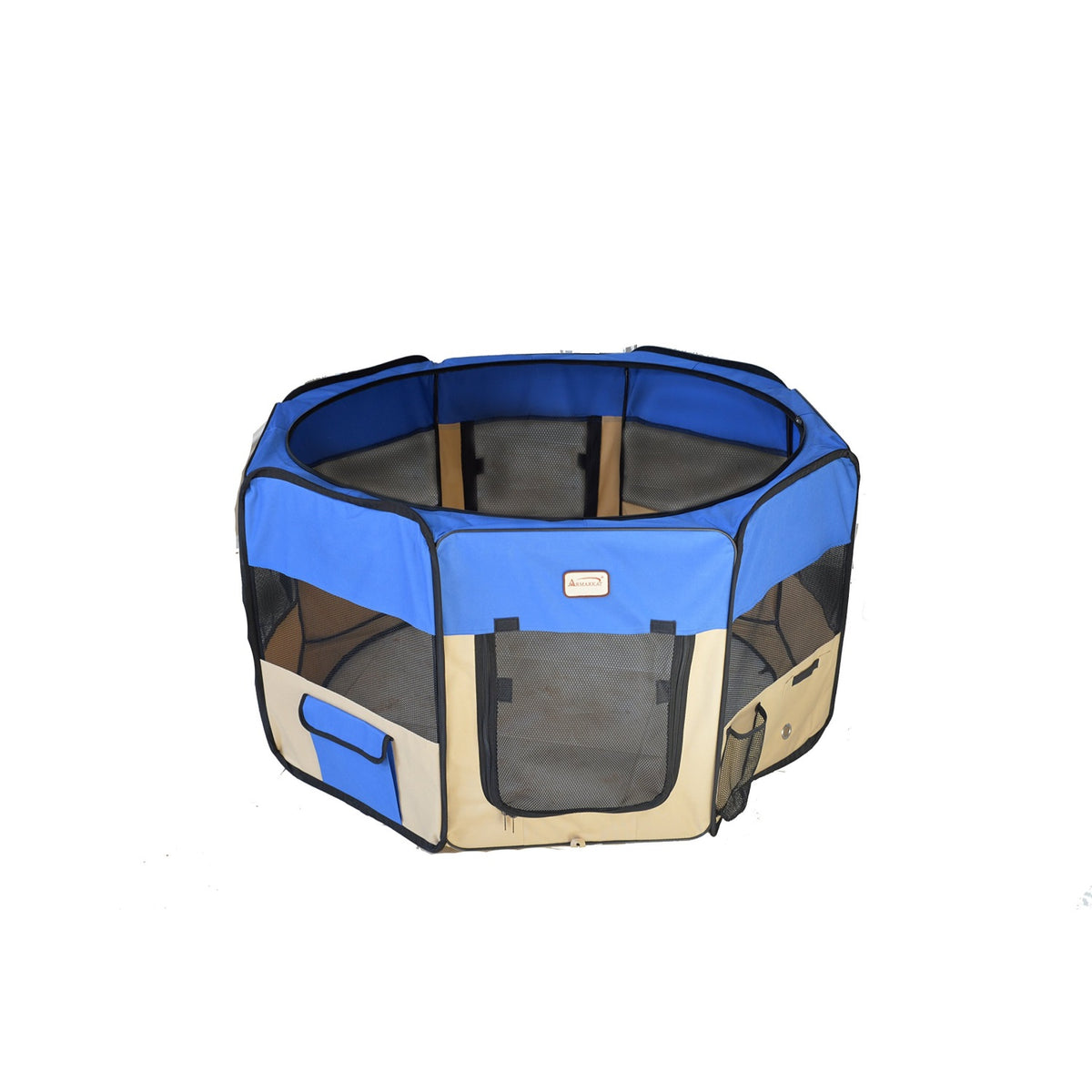 Armarkat Portable Playpen, Blue And Beige, Pp001B