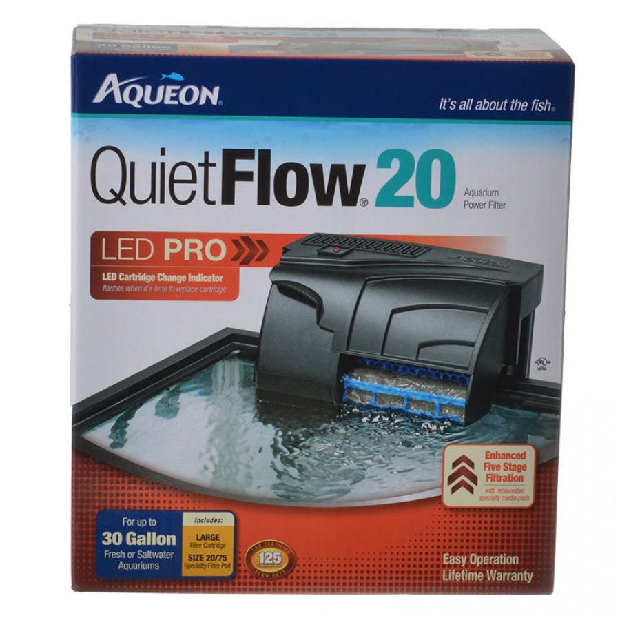 Aqueon Quietflow 20 Led Pro Aquarium Fish Tank Power Filter For Up To 30 Gallon Aquariums