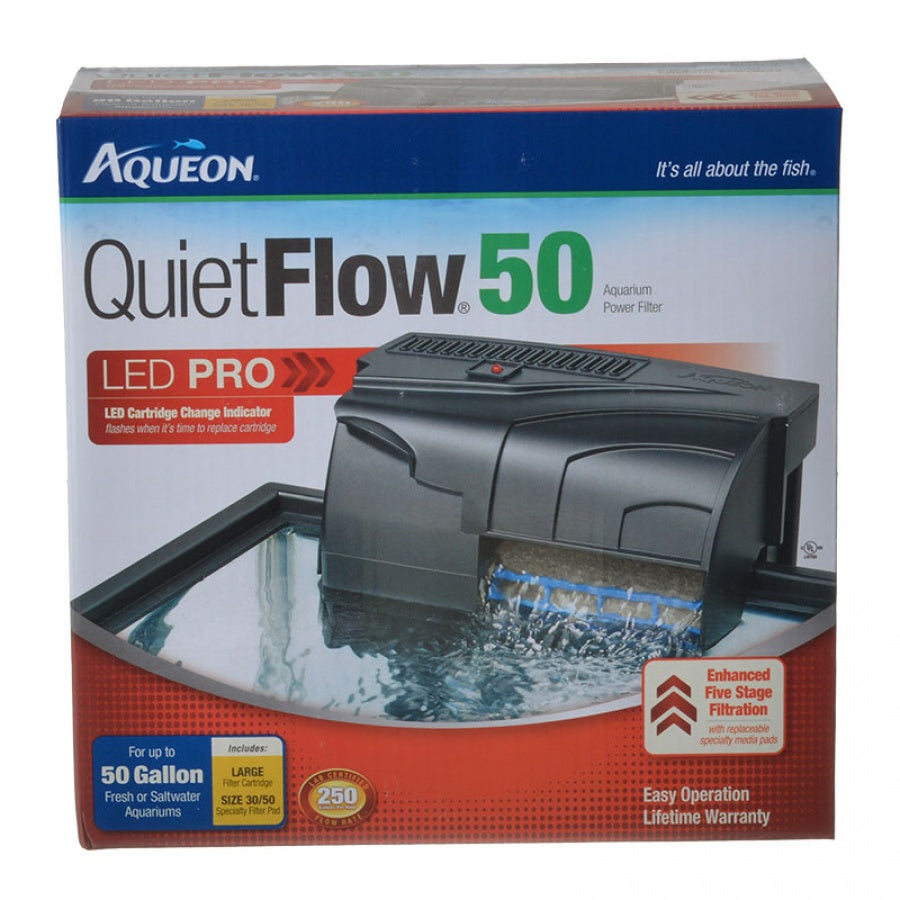 Aqueon Quietflow 50 Led Pro Aquarium Fish Tank Power Filter For Up To 50 Gallon Aquariums