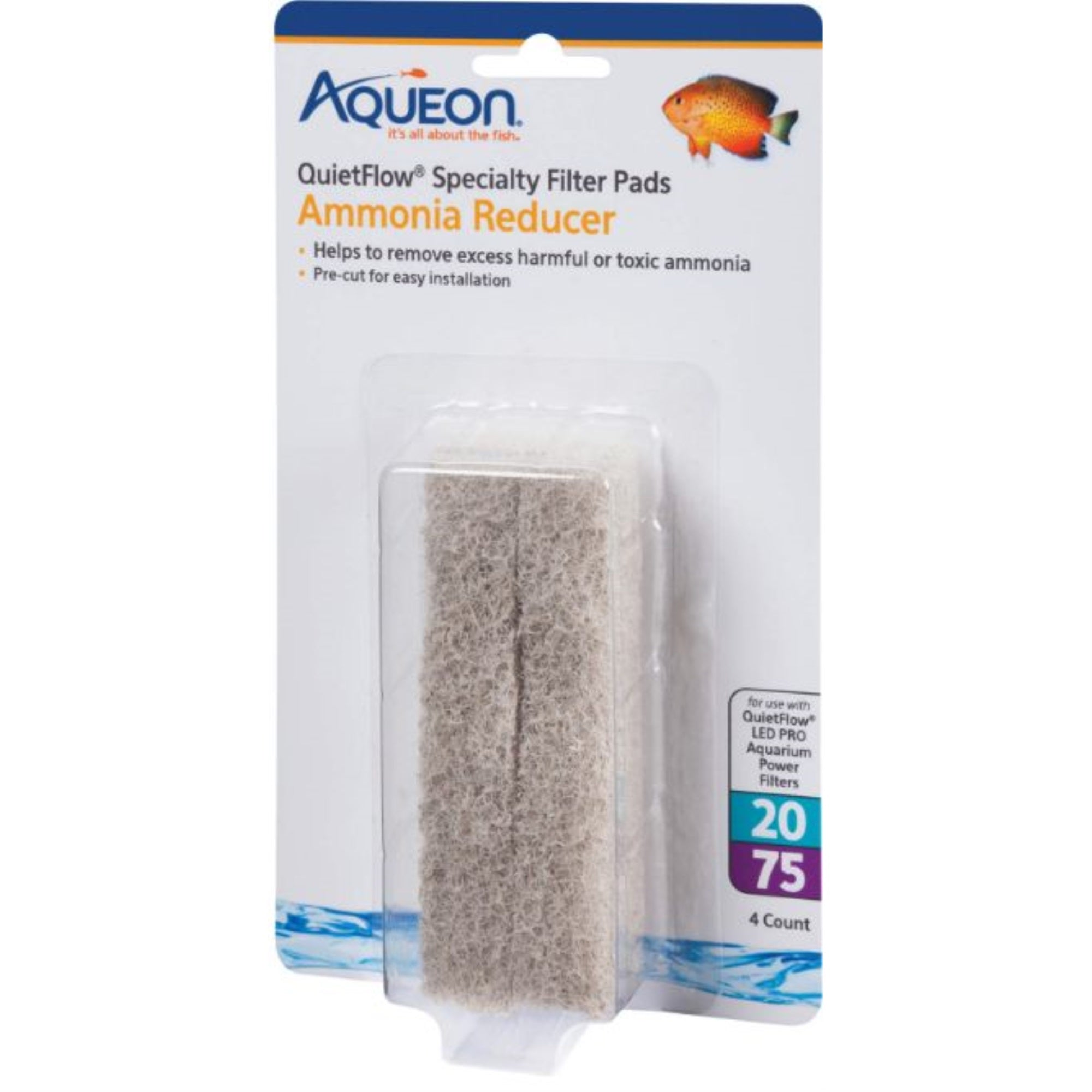 Aqueon Ammonia Reducer For Quietflow Led Pro Power Filter 20/75 4 Count