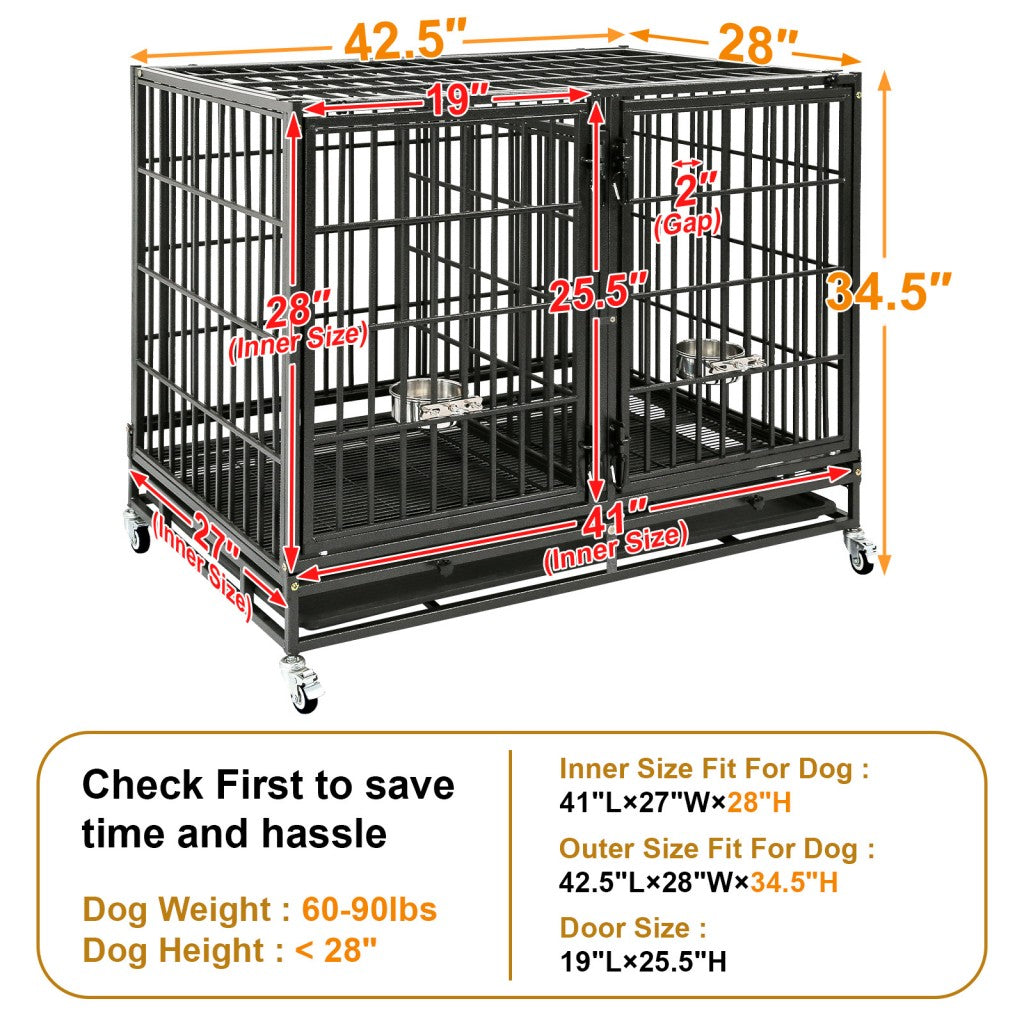 42" Stackable Dog Crate with Divider 43S (Extra Height)