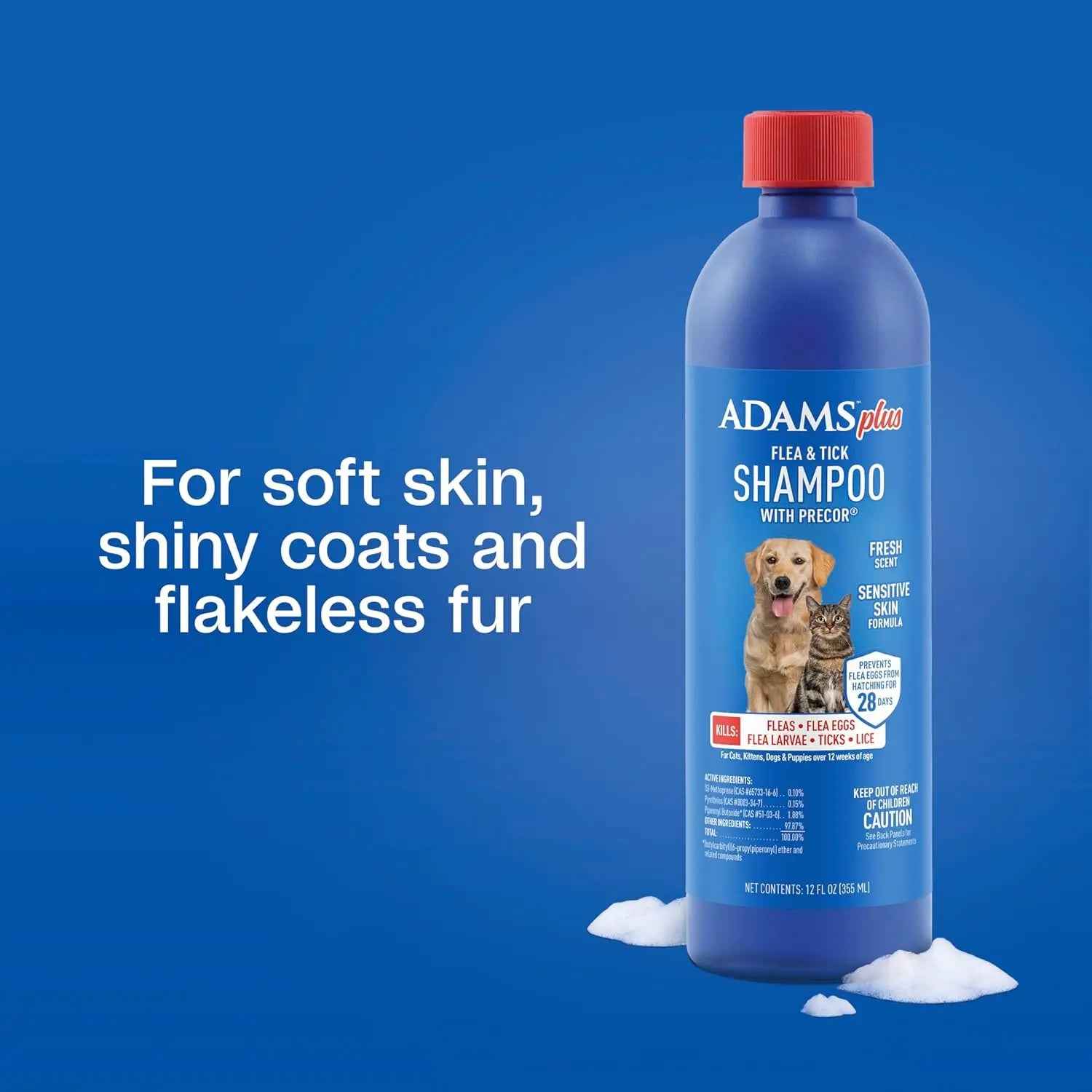 Adams Plus Flea & Tick Shampoo with Precor IGR, 12 oz