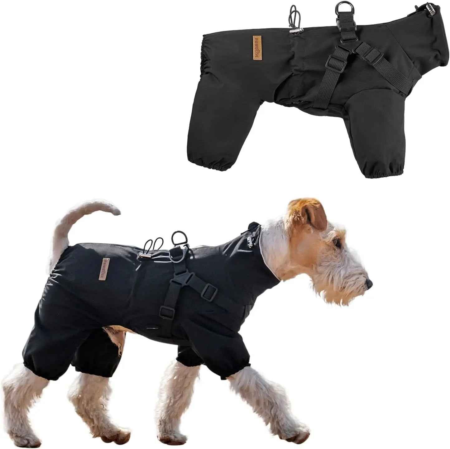 Adjustable Waterproof Dog Raincoat with Harness Reflective 4-Leg Jacket S–5XL