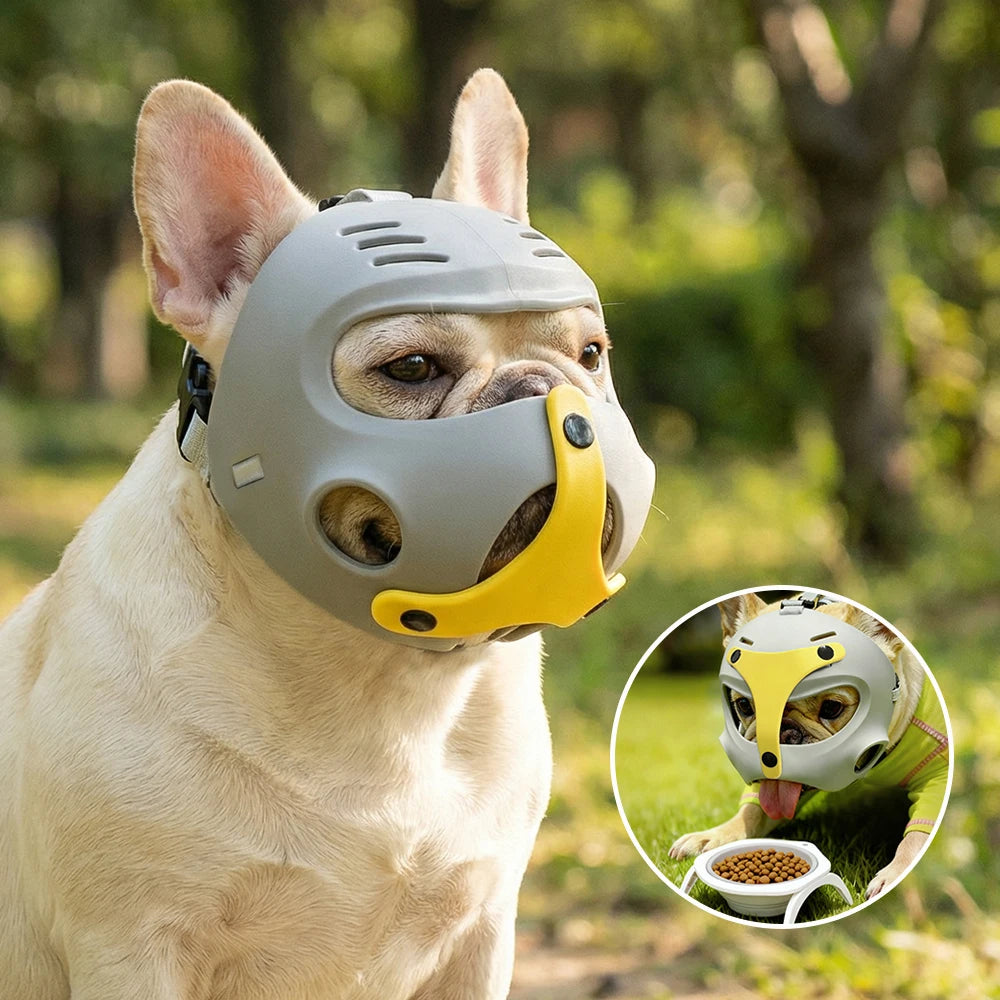 Adjustable Aggressive Dog Flat-Faced Anti Barking Face Mesh French Bulldog Pet Dog Muzzle Biting Chewing