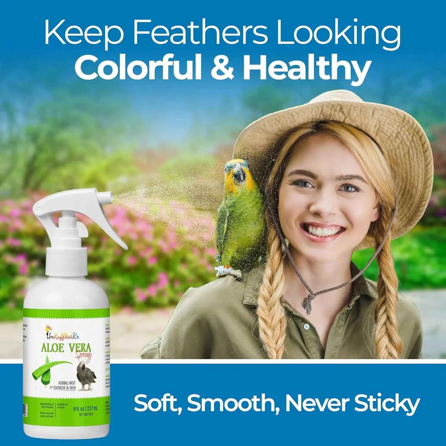 UnRuffledRx Aloe Vera Bird Spray for Feather Care – 8 oz
