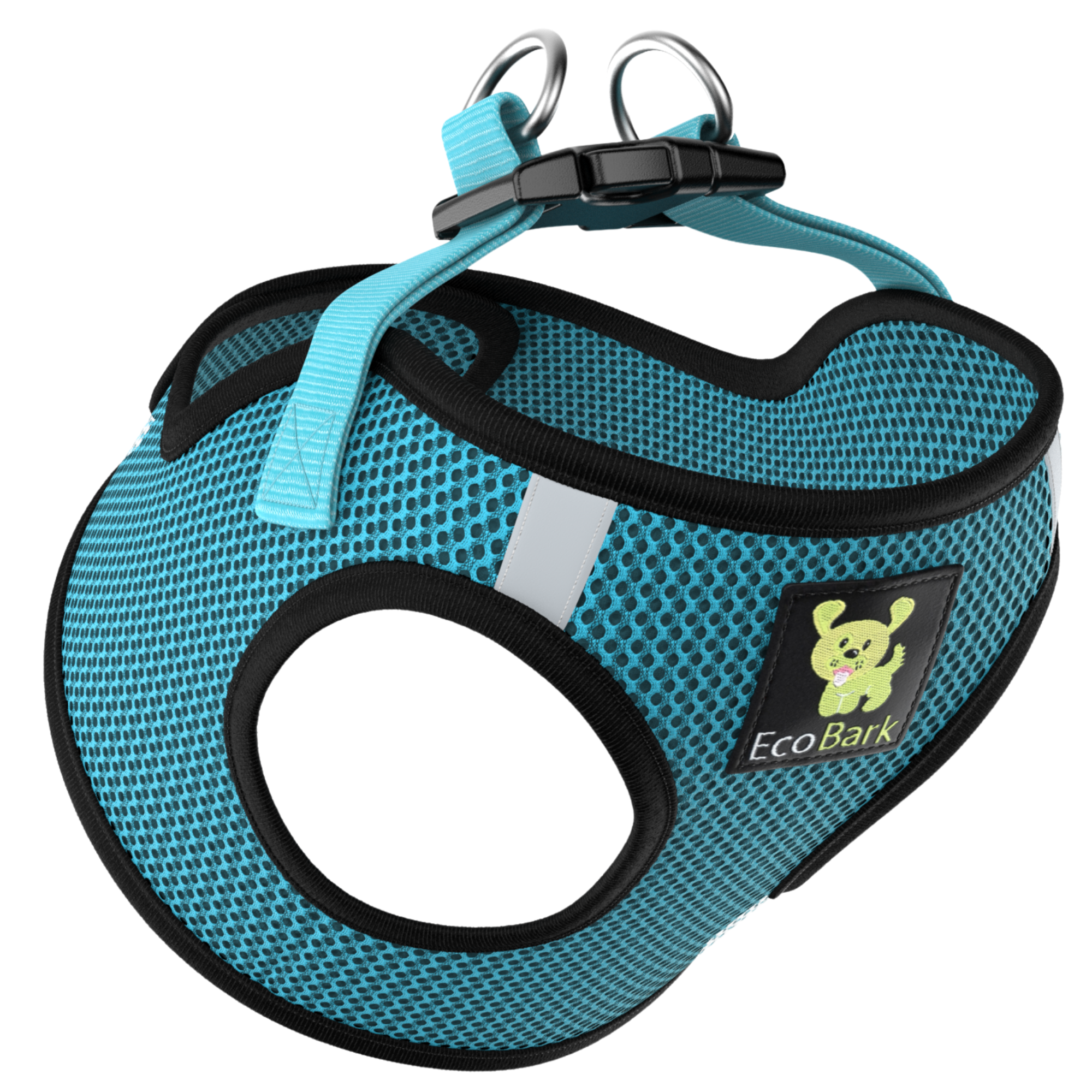 EcoBark Step In Dog Harness - Teacup & Small Breeds- Reflective Soft Mesh Harness for Teacup, Small Dogs and Puppies / Aqua Sport