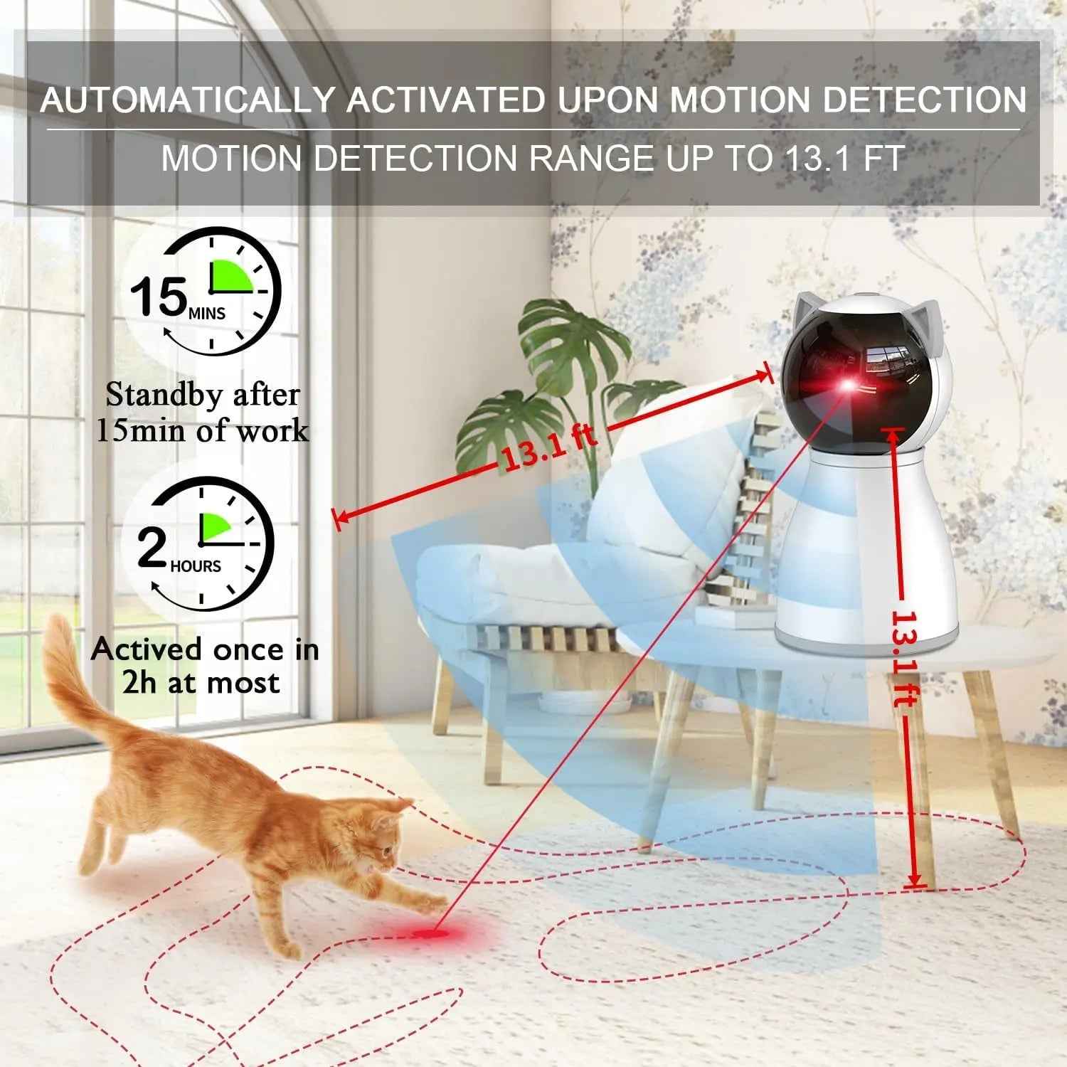 Automatic Cat Laser Toy, Motion-Activated & Rechargeable