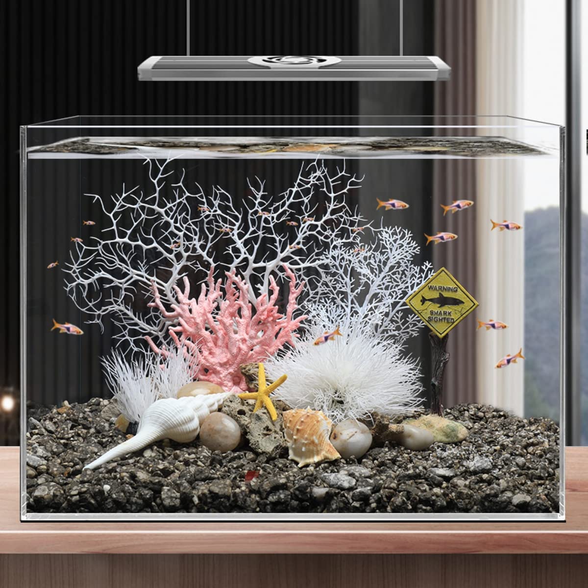 Awxzom Fish Tank Decorations (Fish Tank Not Included), Aquarium Coral Decorations And Aquarium Artificial Plastic Plants Set, Betta Fish Tank Accessories Coral Ornaments Aquarium Coral Aquarium Décor