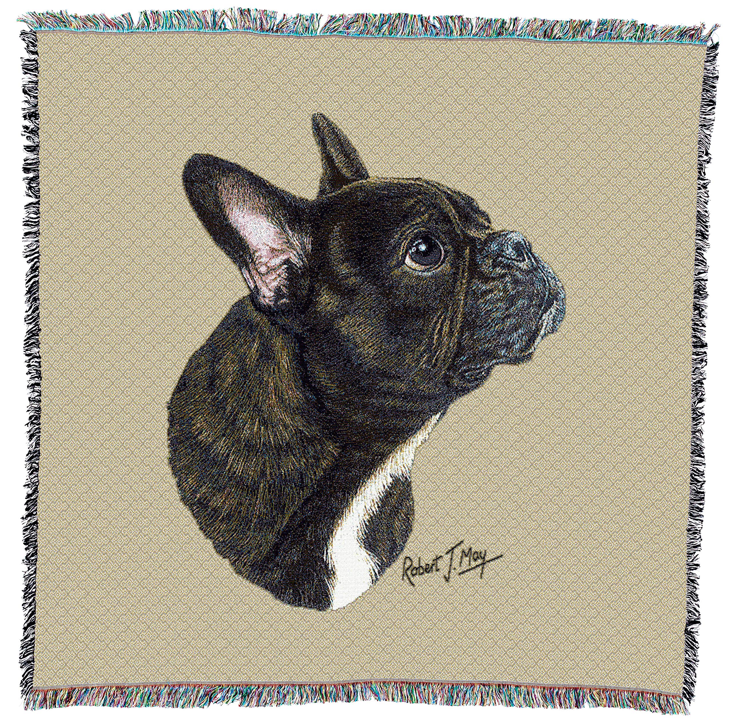 French Bulldog Lap Square Blanket by Robert May  NonSporting Group  Gift for Dog Lovers  Tapestry Throw Woven from Cotton  