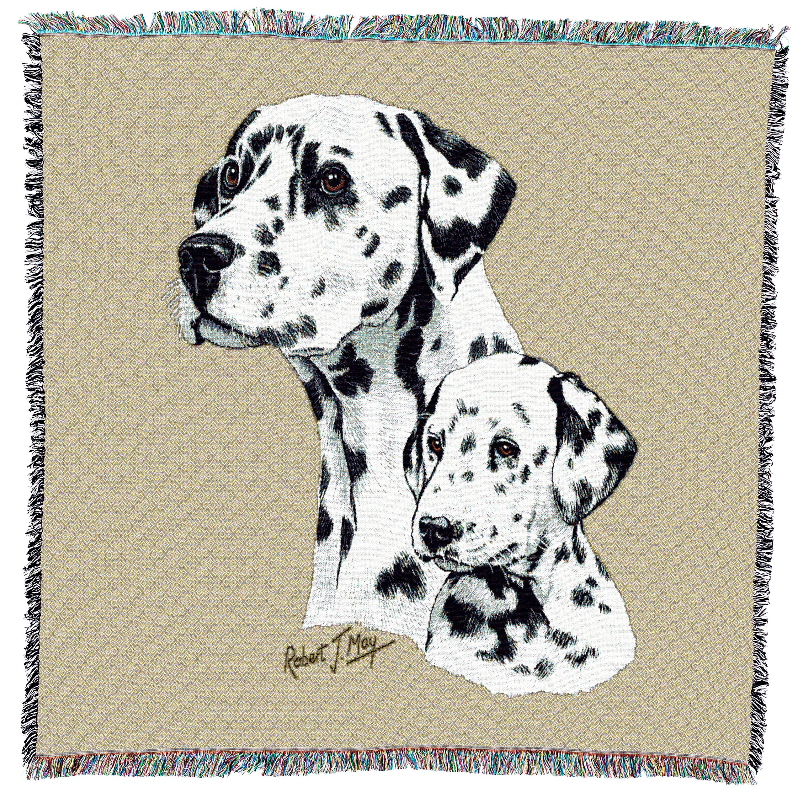 Pure Country 1206LS Dalmatian and Puppy Pet Blanket, Canine on Beige Background, 54 by 54Inch