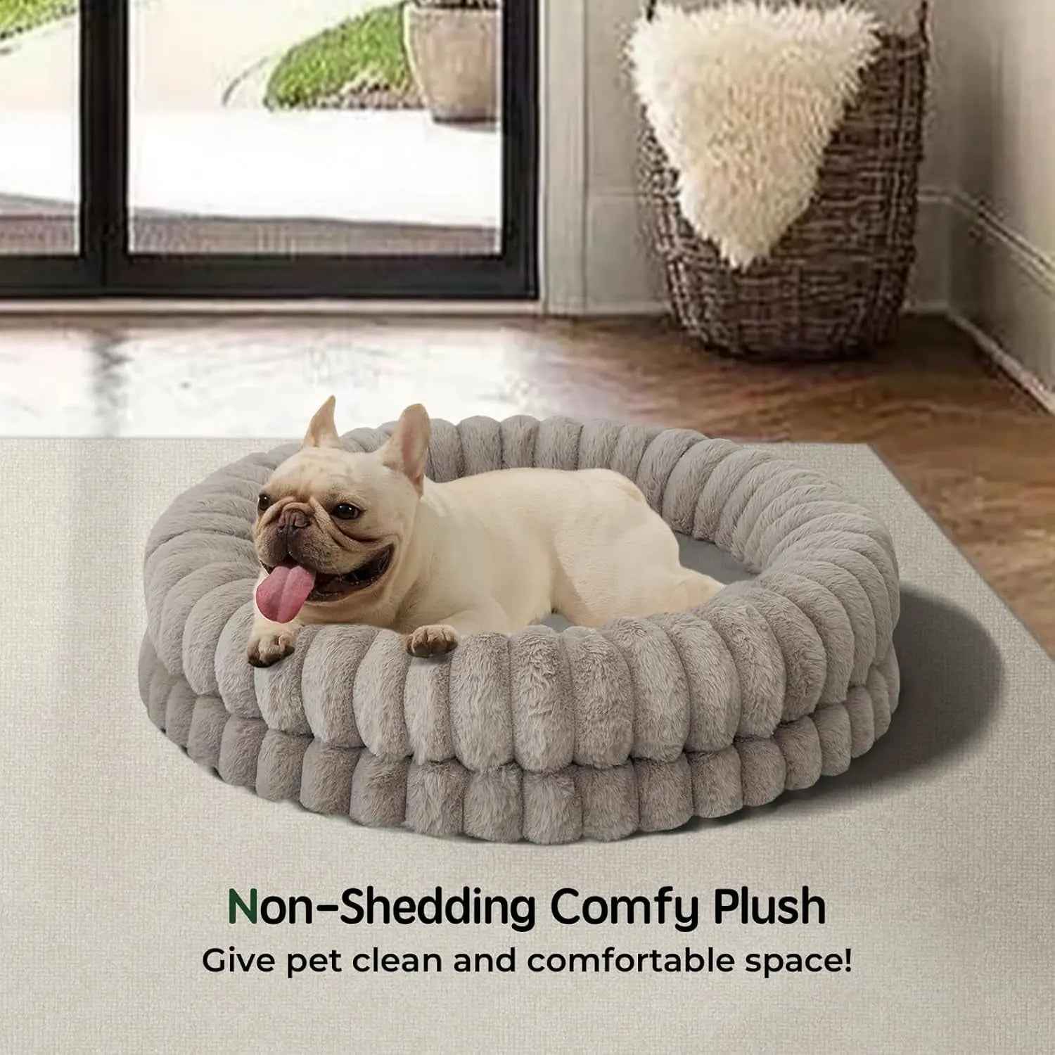 Luxury Donut Dog Bed, Orthopedic Calming Round Bed