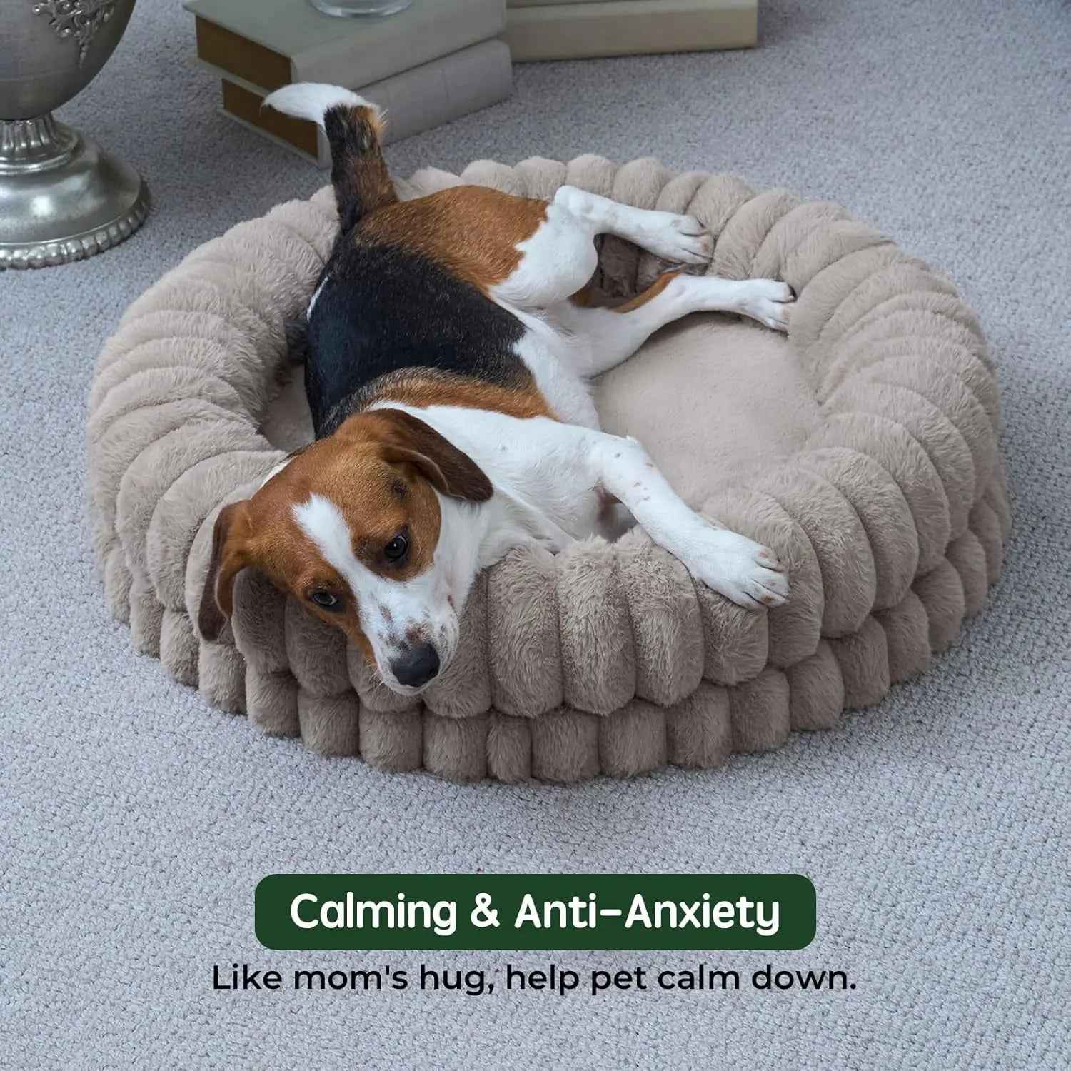Luxury Donut Dog Bed, Orthopedic Calming Round Bed