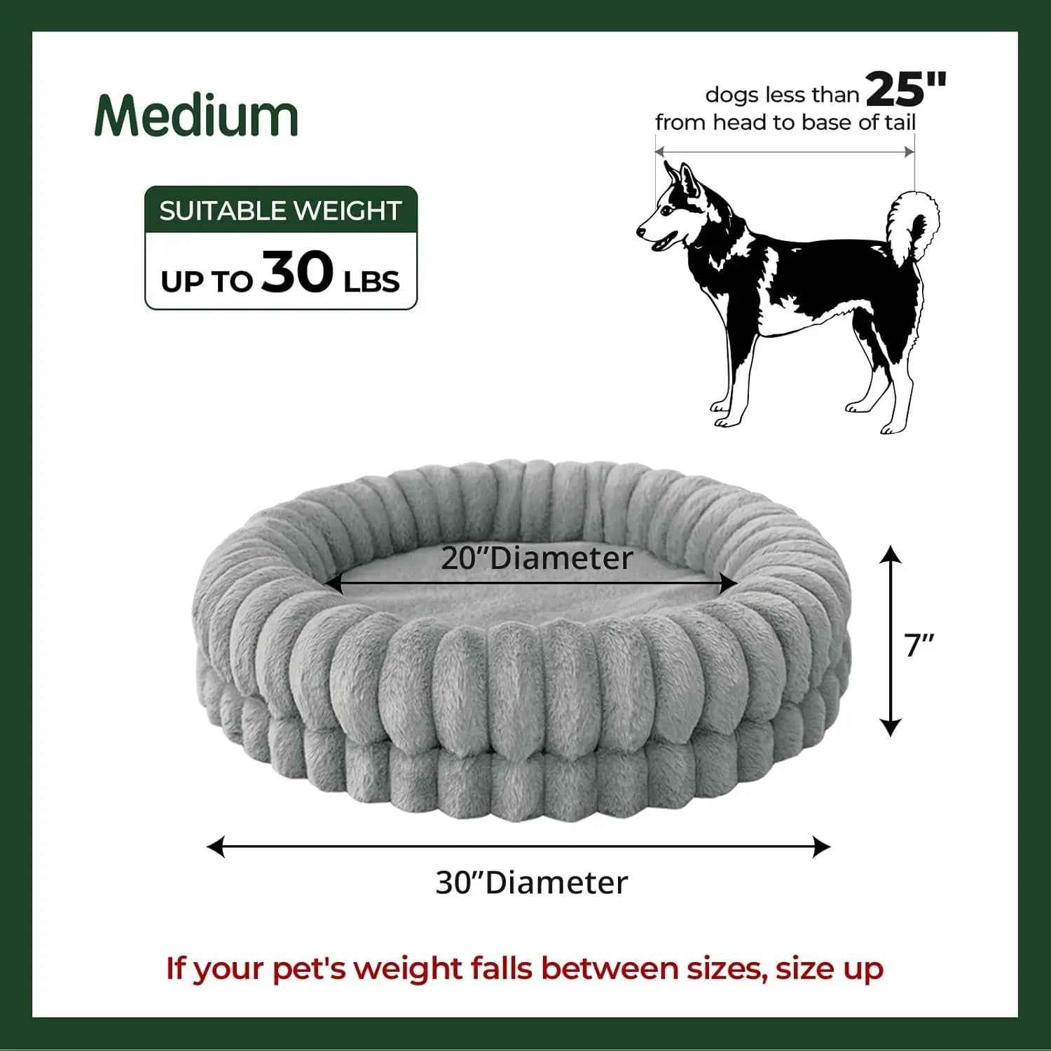 Luxury Donut Dog Bed, Orthopedic Calming Round Bed