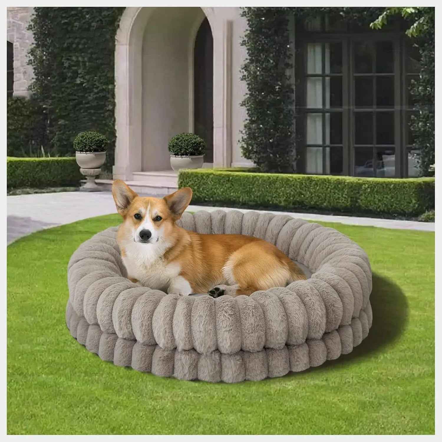 Luxury Donut Dog Bed, Orthopedic Calming Round Bed