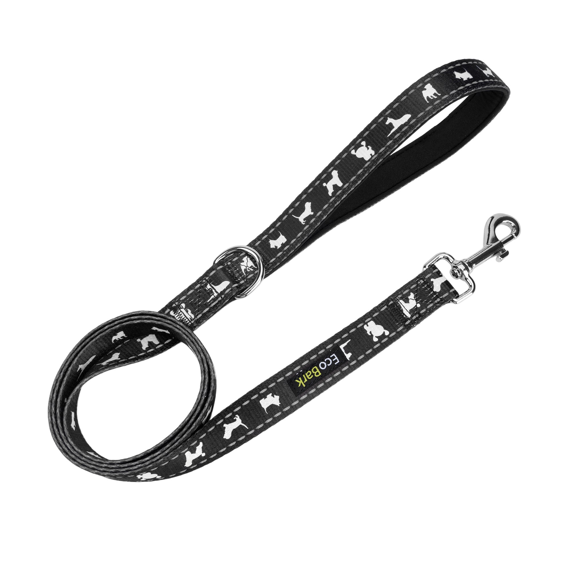 Black Dog Leash by EcoBark - Comfort Grip Padded Leash - 5ft for Small and Medium Dogs