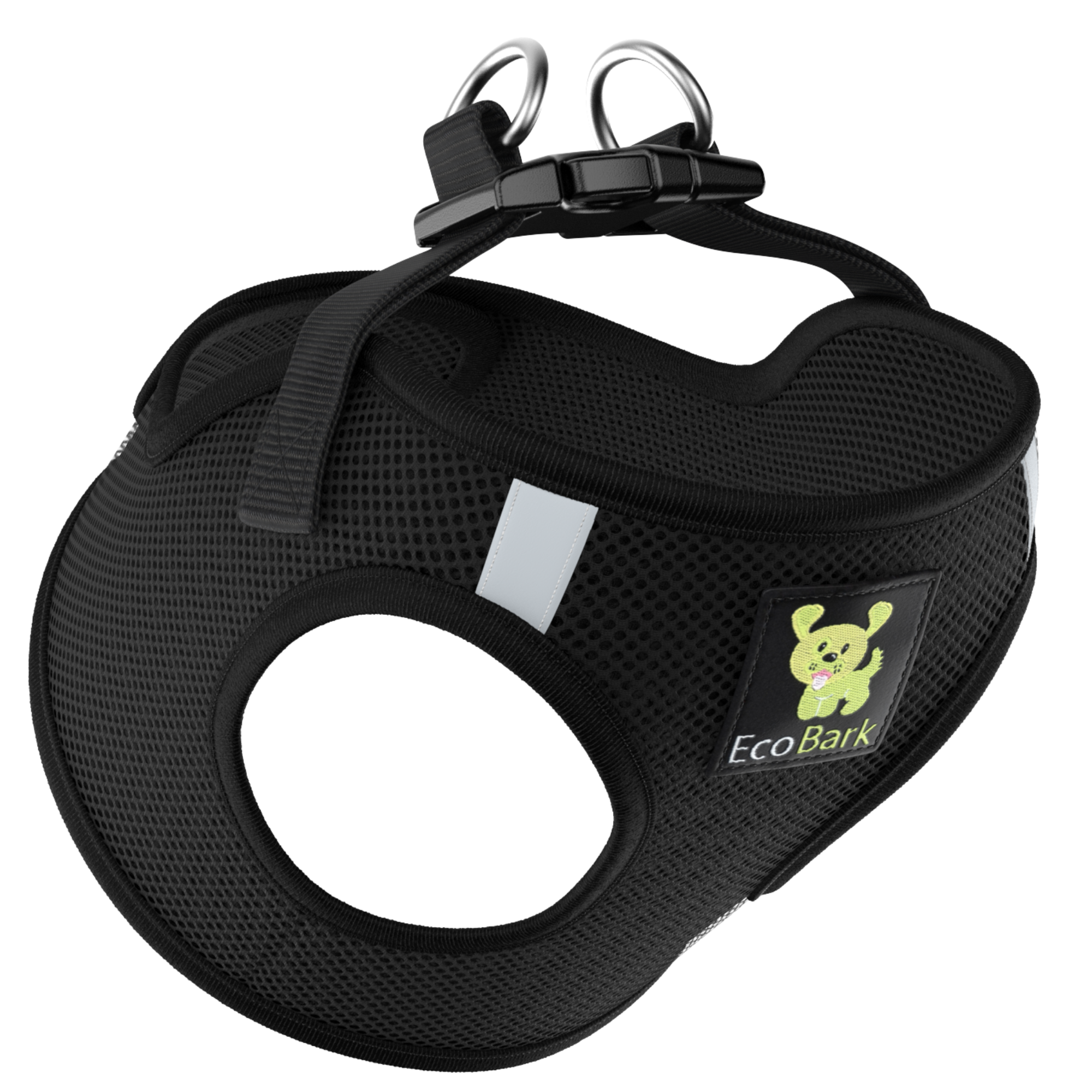 EcoBark Step In Dog Harness - Teacup & Small Breeds- Reflective Soft Mesh Harness for Teacup, Small Dogs and Puppies / Black