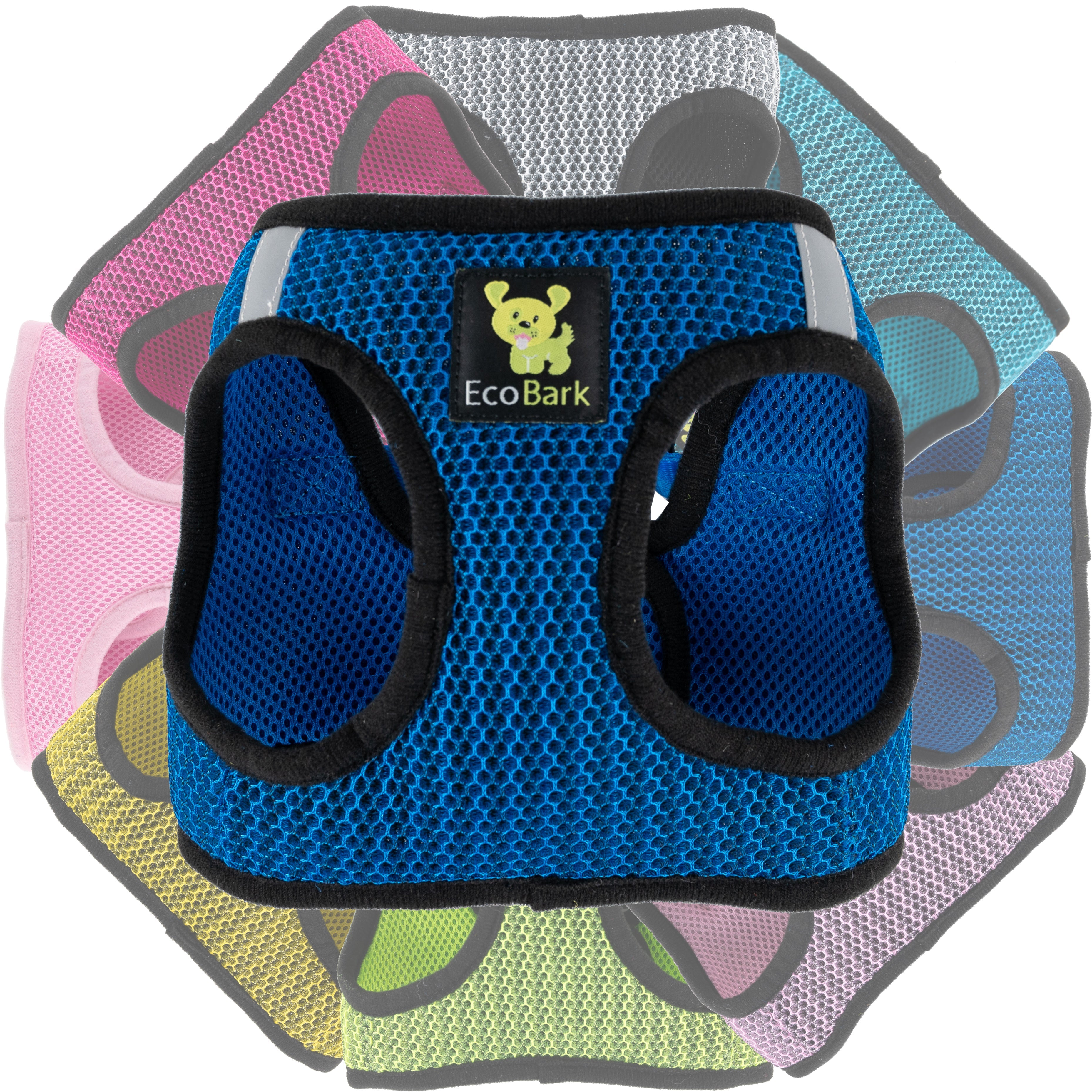EcoBark Step In Dog Harness - Teacup & Small Breeds- Reflective Soft Mesh Harness for Teacup, Small Dogs and Puppies / Bright Blue Sport