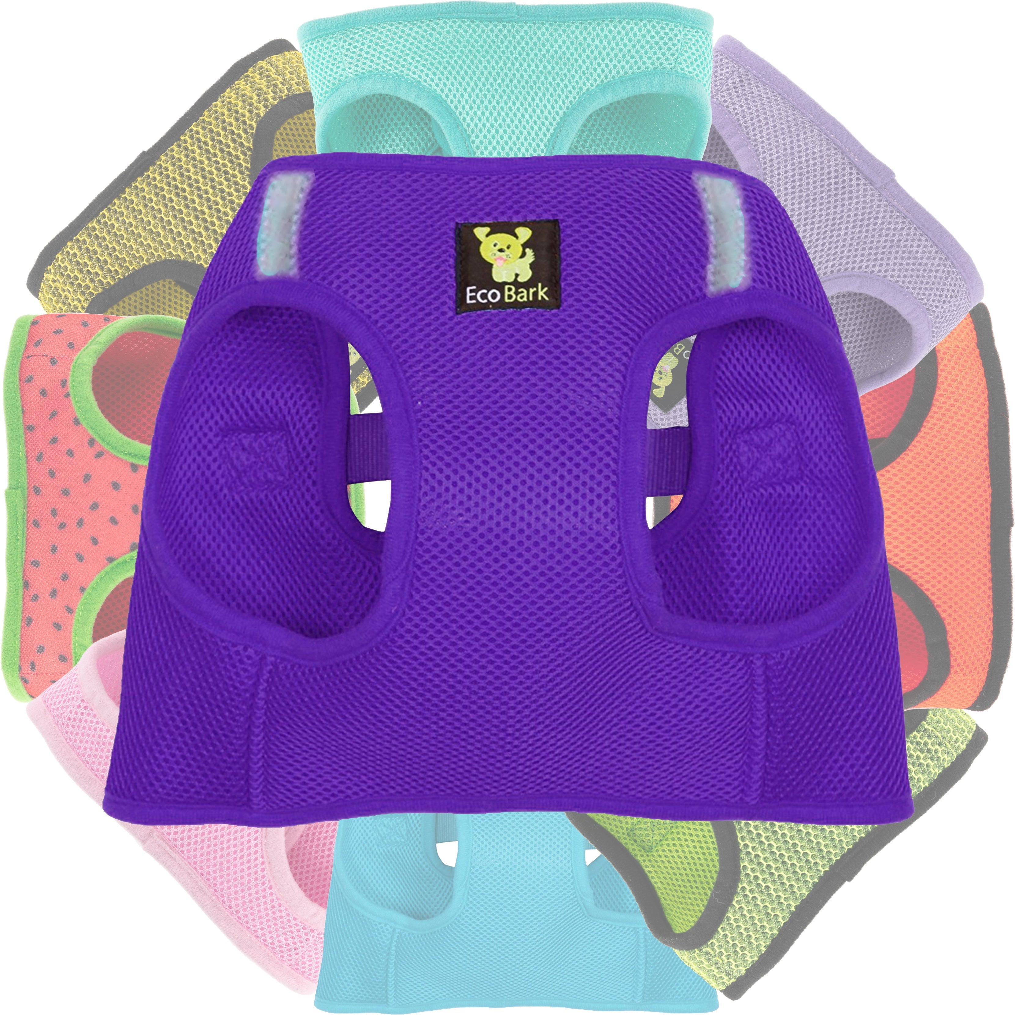 EcoBark Step In Dog Harness - Teacup & Small Breeds- Reflective Soft Mesh Harness for Teacup, Small Dogs and Puppies / Purple
