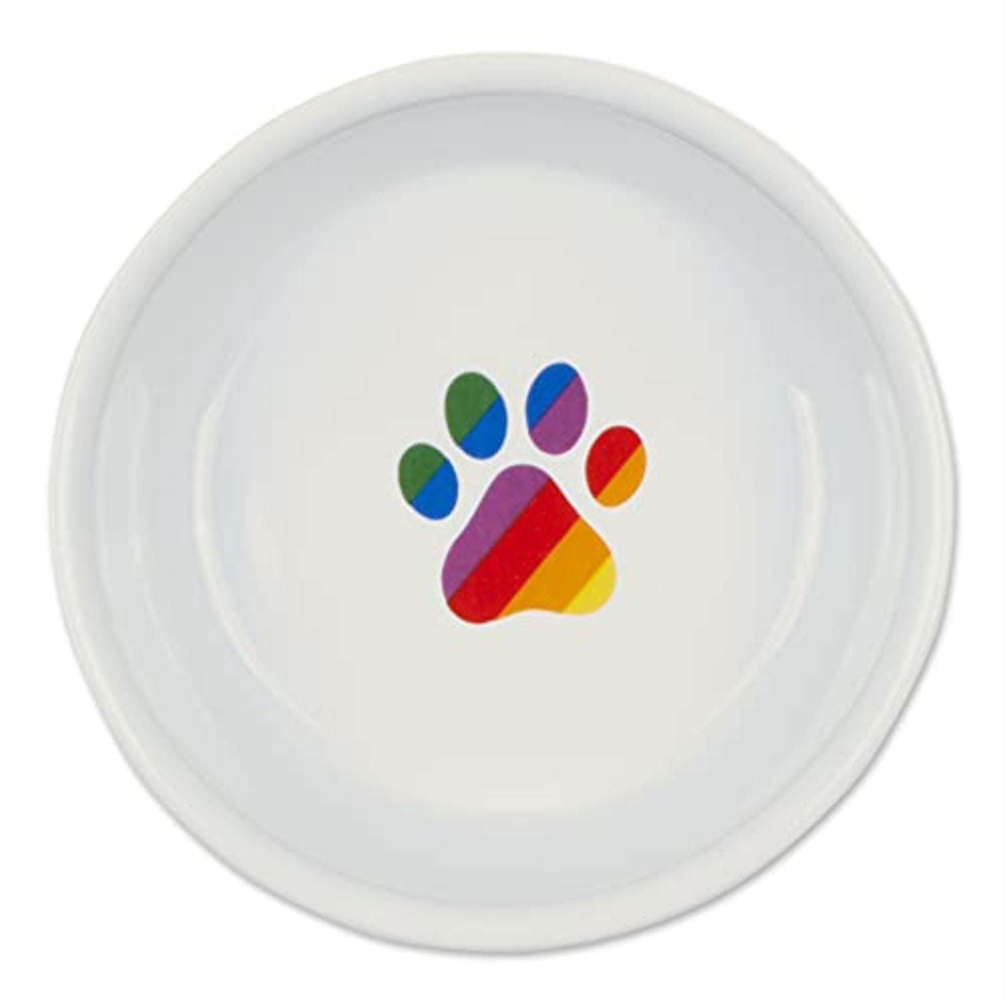 DII Pet Bowl Rainbow Paw, Small 4.25Dx2H (Set of 2)