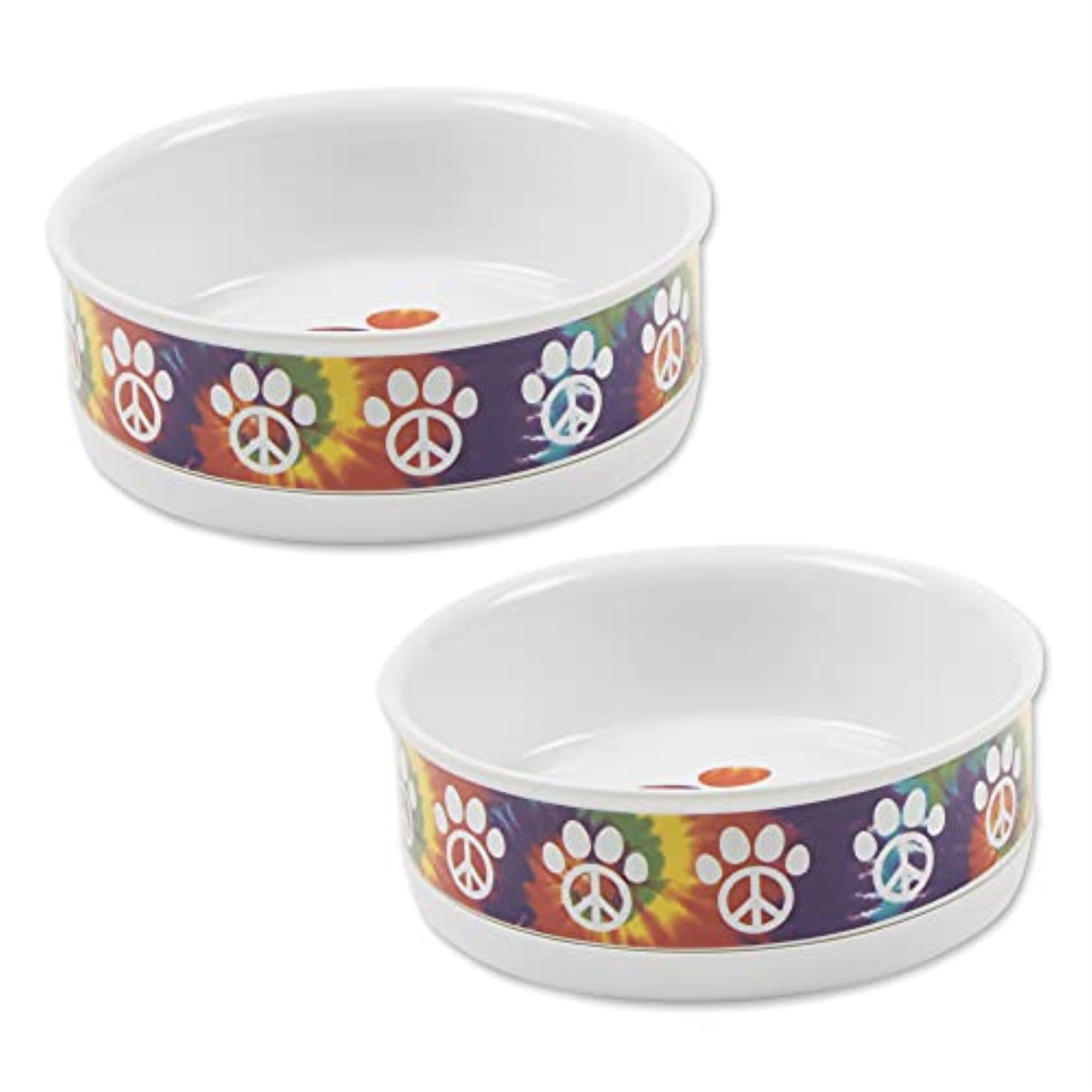 DII Pet Bowl Peace Paw, Medium 6Dx2H (Set of 2)