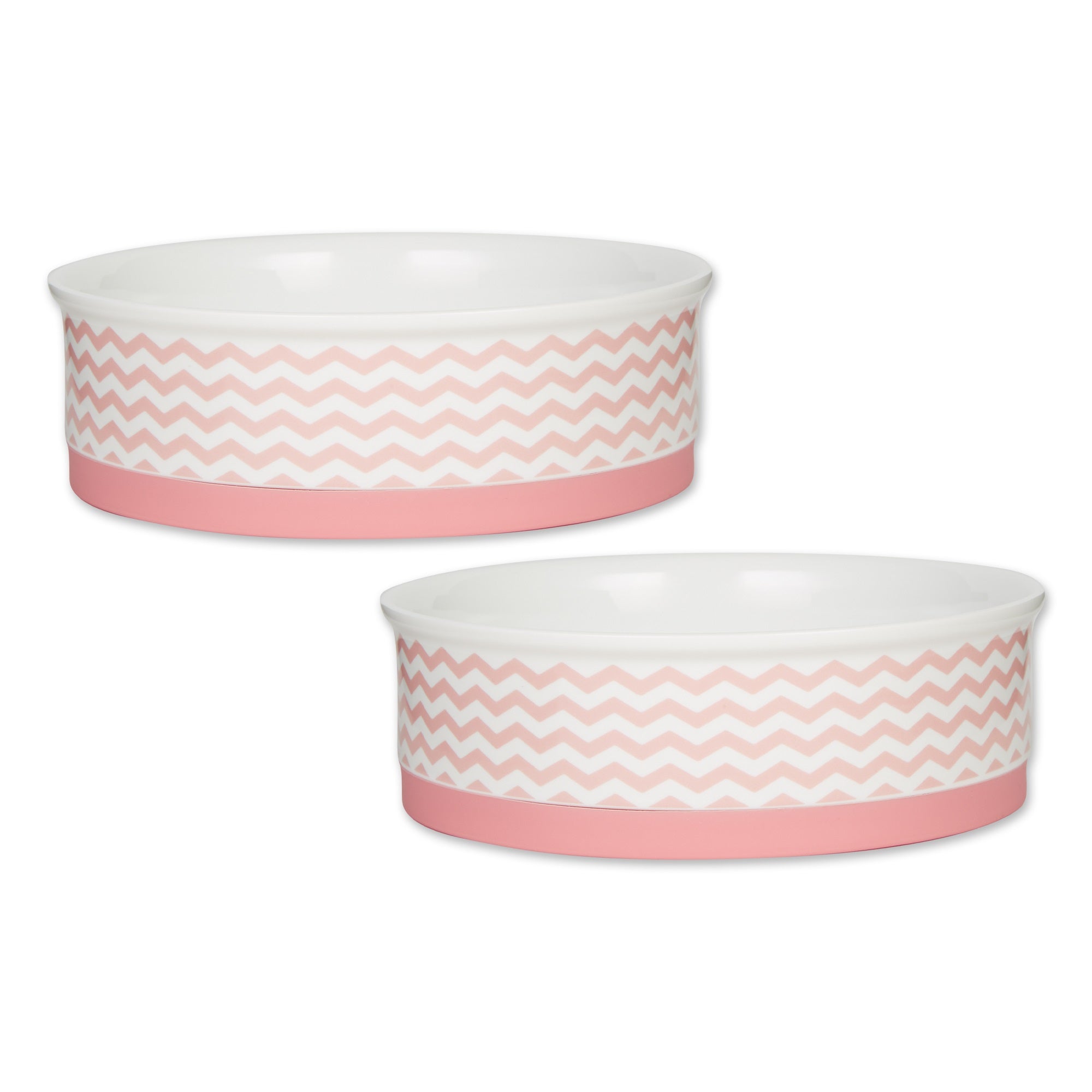 DII Pet Bowl Chevron Pink Large 7.5Dx2.4H (Set of 2)