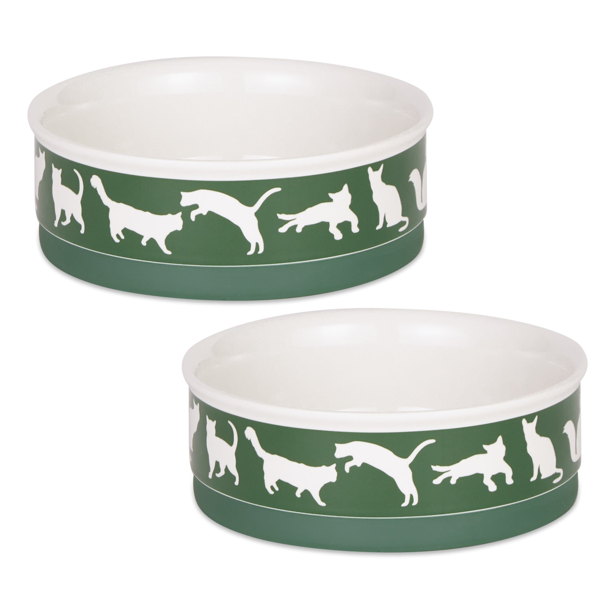 DII Pet Bowl Cats Meow Hunter Green Medium 6Dx2H (Set of 2)