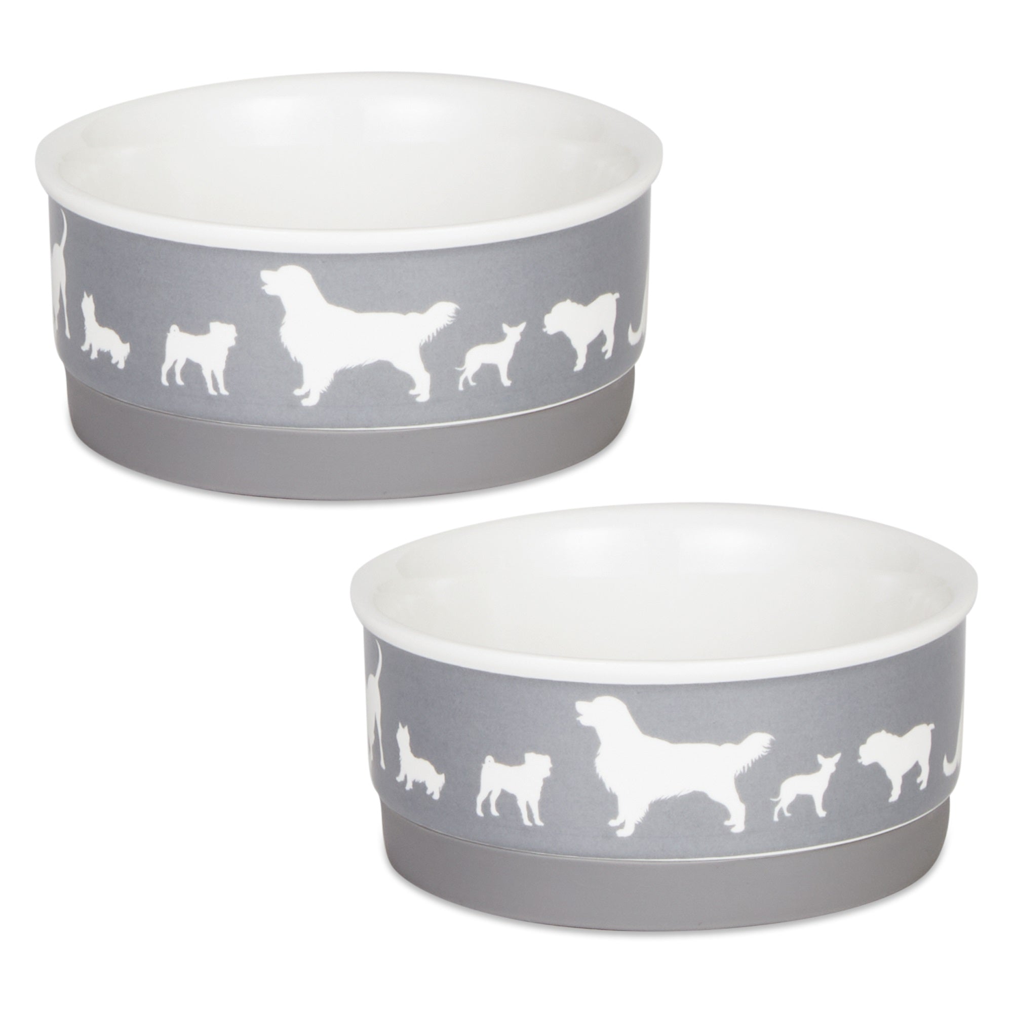 DII Pet Bowl Dog Show Gray Small 4.25Dx2H (Set of 2)