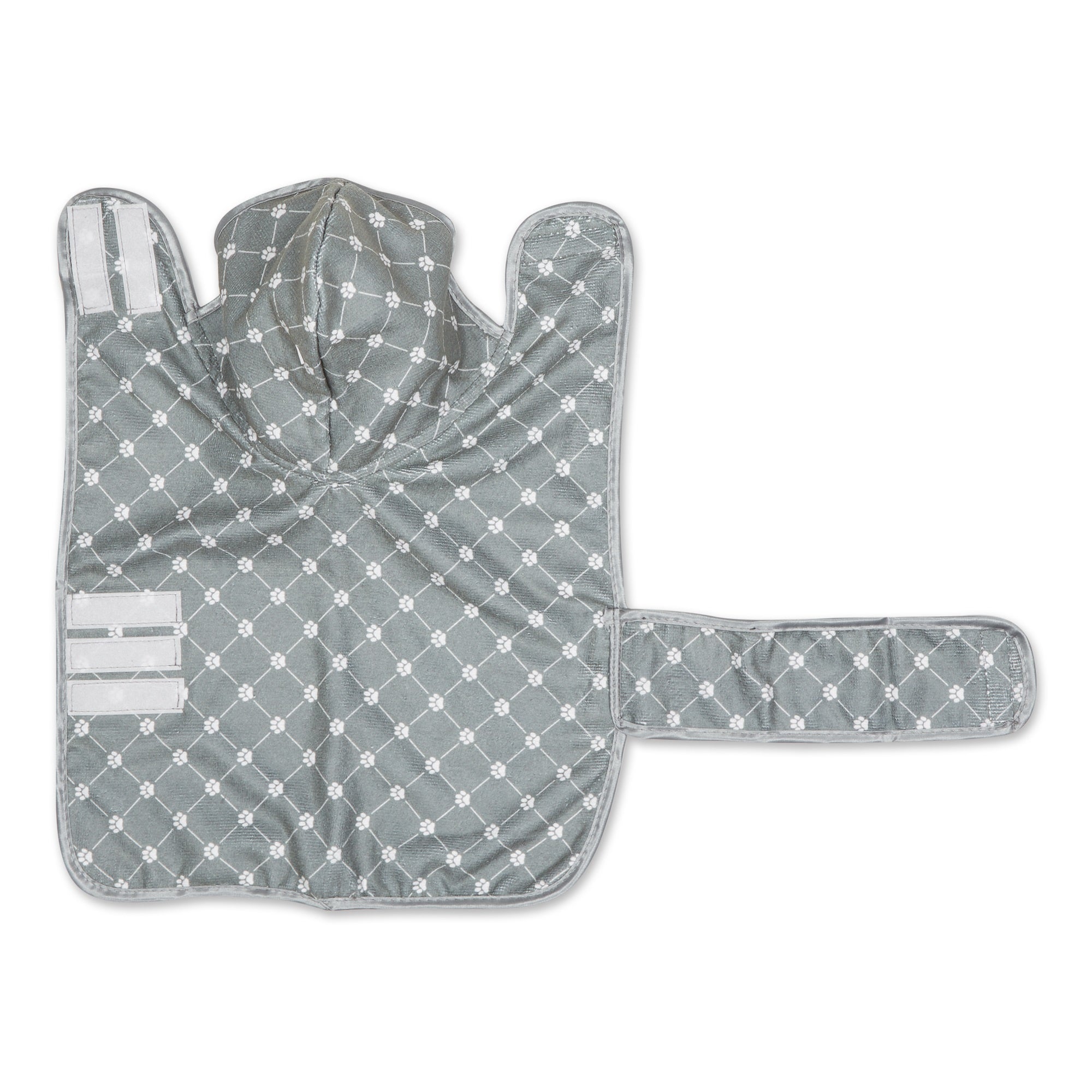Bone Dry Pet Robe Collection, Trellis Paw Print, Absorbent Microfiber Bath Robe with Adjustable Closure for Dogs & Cats, Small, Stonewash Blue