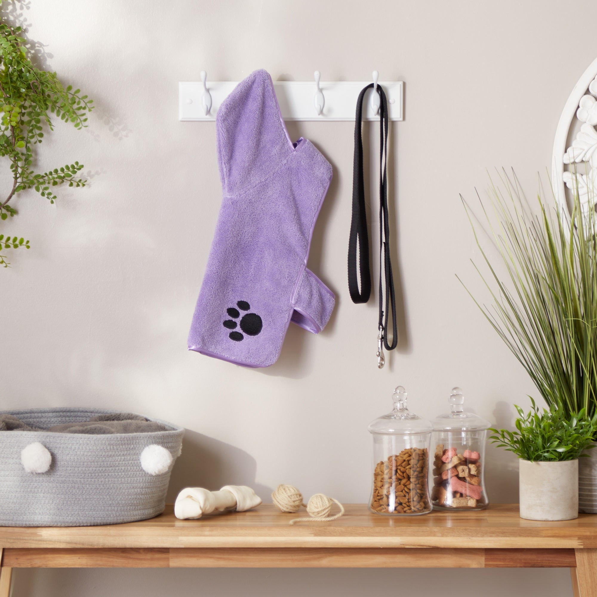 LAVENDER - EMBROIDERED PAW SMALL PET ROBE